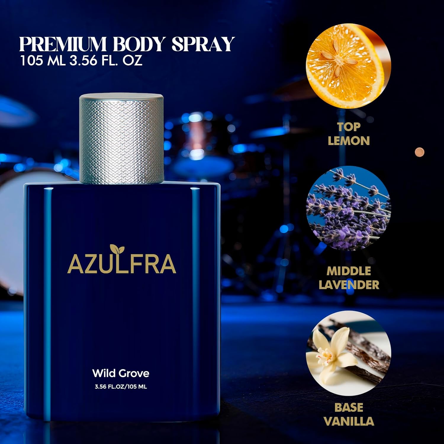 Azulfra Deodorizing Body Spray for Men 3.56 Fl.Oz, Notes of Lemon Lavender and Vanilla, Long lasting Men's Fragrance Mist - Image 2