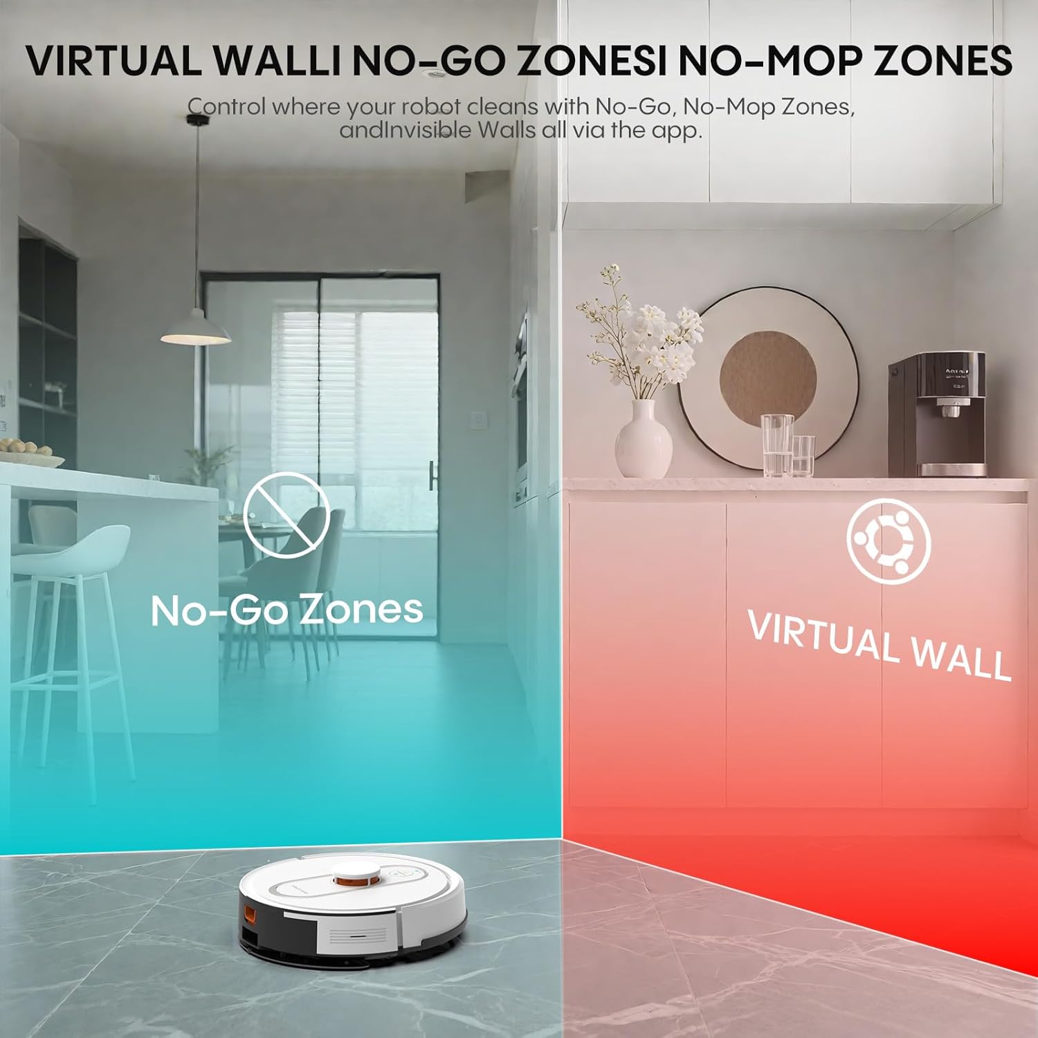 Robot Vacuum and Mop, 6000Pa Robotic Vacuum with Mapping, Self-Emptying Station for 90 Days Hands-Free Cleaning, LiDAR Navigation, No-Go Zones, Wi-Fi/App/Alexa Voice Control, for Carpets Hard Floors - Image 8