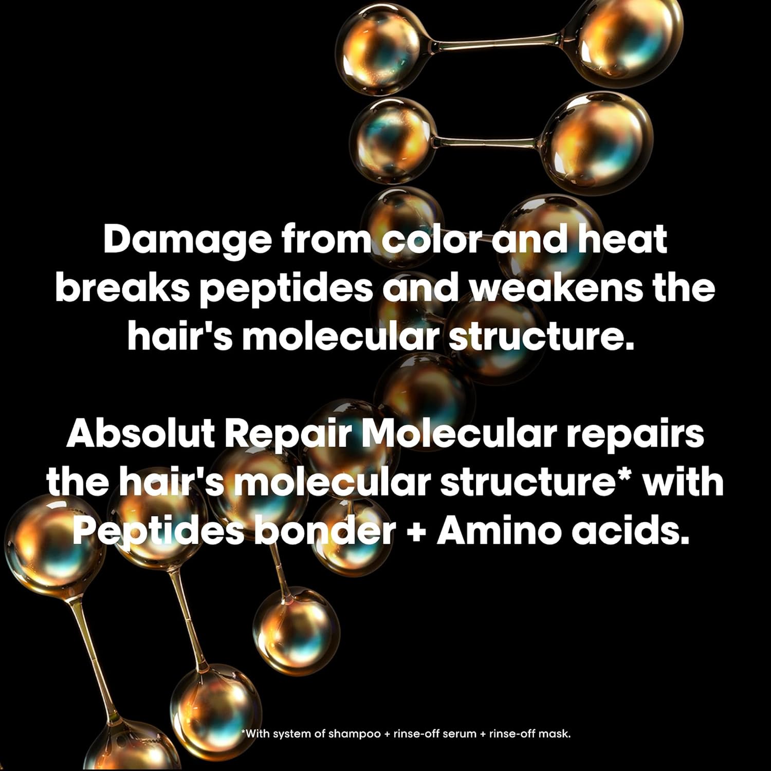 L'Oréal Professionnel Paris Absolut Repair Molecular Hair Mask - Repairs Damage & Restores Strength For Extremely Dry Damaged Hair, Extra Detangling & Hydration, Peptides Bonder - Image 10