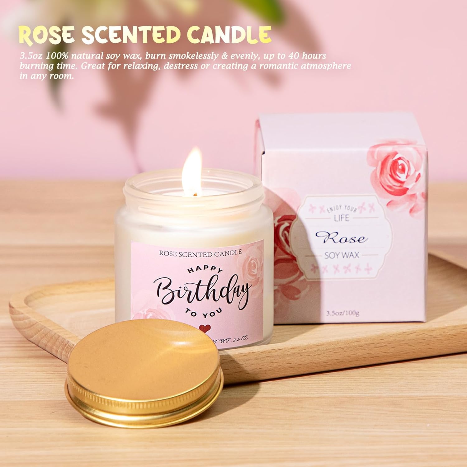 Birthday Gifts for Women, 13PCS Unique Happy Birthday Gifts Basket for Mom Her Best Friend Sister Wife Girlfriend Coworker Bestie, Luxury Self Care Box Relaxing Spa Gifts Set (Rose) - Image 4