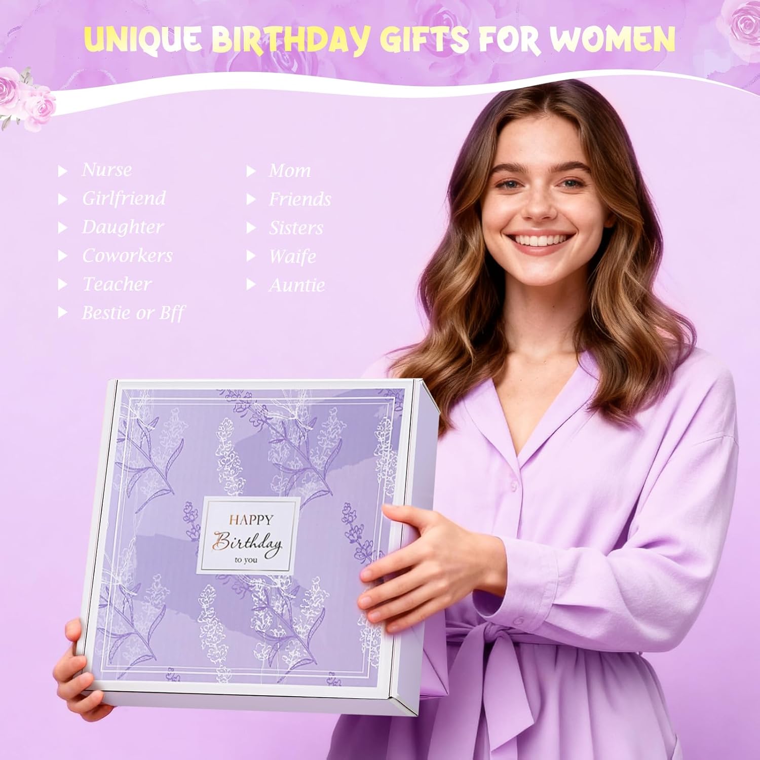 Birthday Gifts for Women, 13PCS Unique Happy Birthday Gifts Basket for Mom Her Best Friend Sister Wife Girlfriend Coworker Bestie, Luxury Self Care Box Relaxing Spa Gifts Set (Lavender) - Image 9