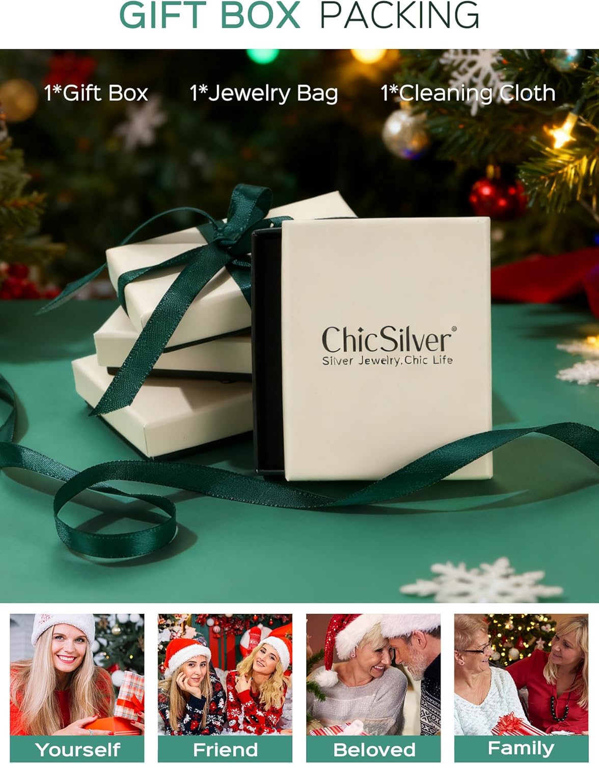 ChicSilver Personalized 925 Sterling Silver Dainty Small Heart/Star/Moon/Dot/Triangle Pendant Necklace for Women, Silver/Gold/Rose Gold/Black (with Gift Box) - Image 7
