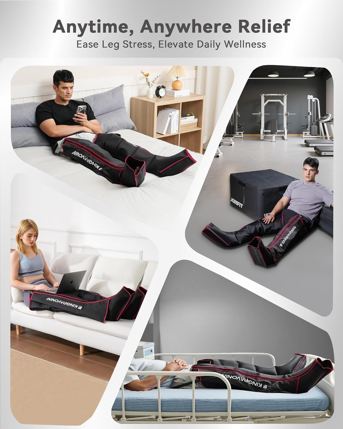 KingPavonini Leg Compression Massager for Circulation, Professional Air Compression Boots, Sequential Full Leg Massager for Circulation and Pain Relief FSA, Recovery Boots for Athletes Men Women - Image 8