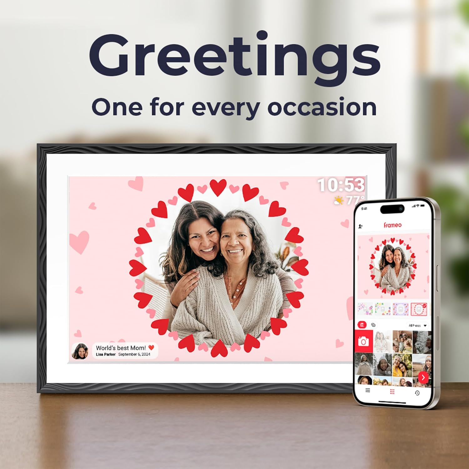 Digital Picture Frame, 10.1'' Frameo Digital Frame Wifi, 32GB Memory, 1280*800 HD Touch Screen Digital Photo Frame, Wall Mountable, Auto-Rotate, Share Instantly, Wedding, Birthday Gifts for Women, Mom - Image 8