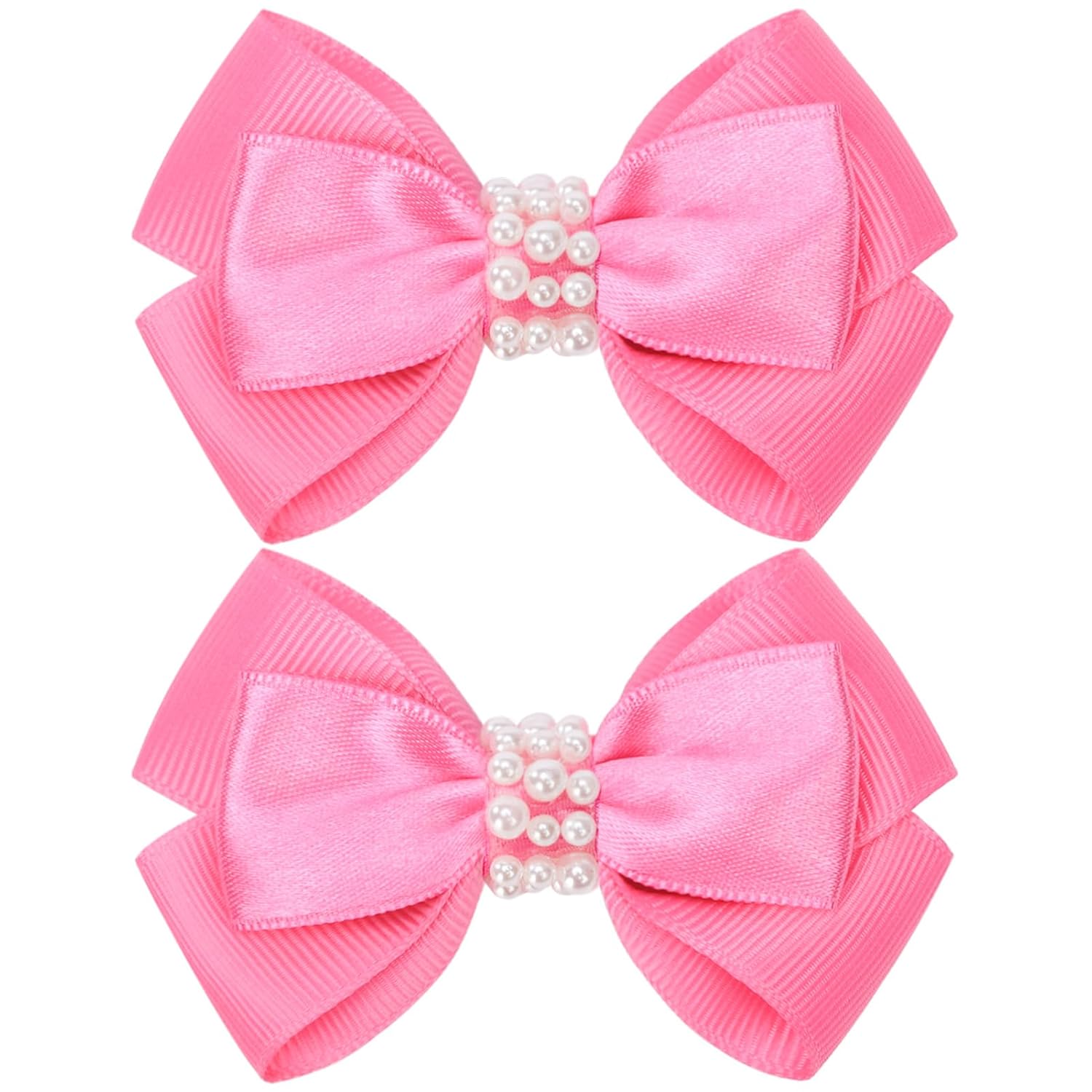 KISZU 3 Inch Hair Bows Clips Grosgrain Ribbon Alligator Clips Hair Accessories for Girls Toddler Kids Children Teens Women - Hot Pink