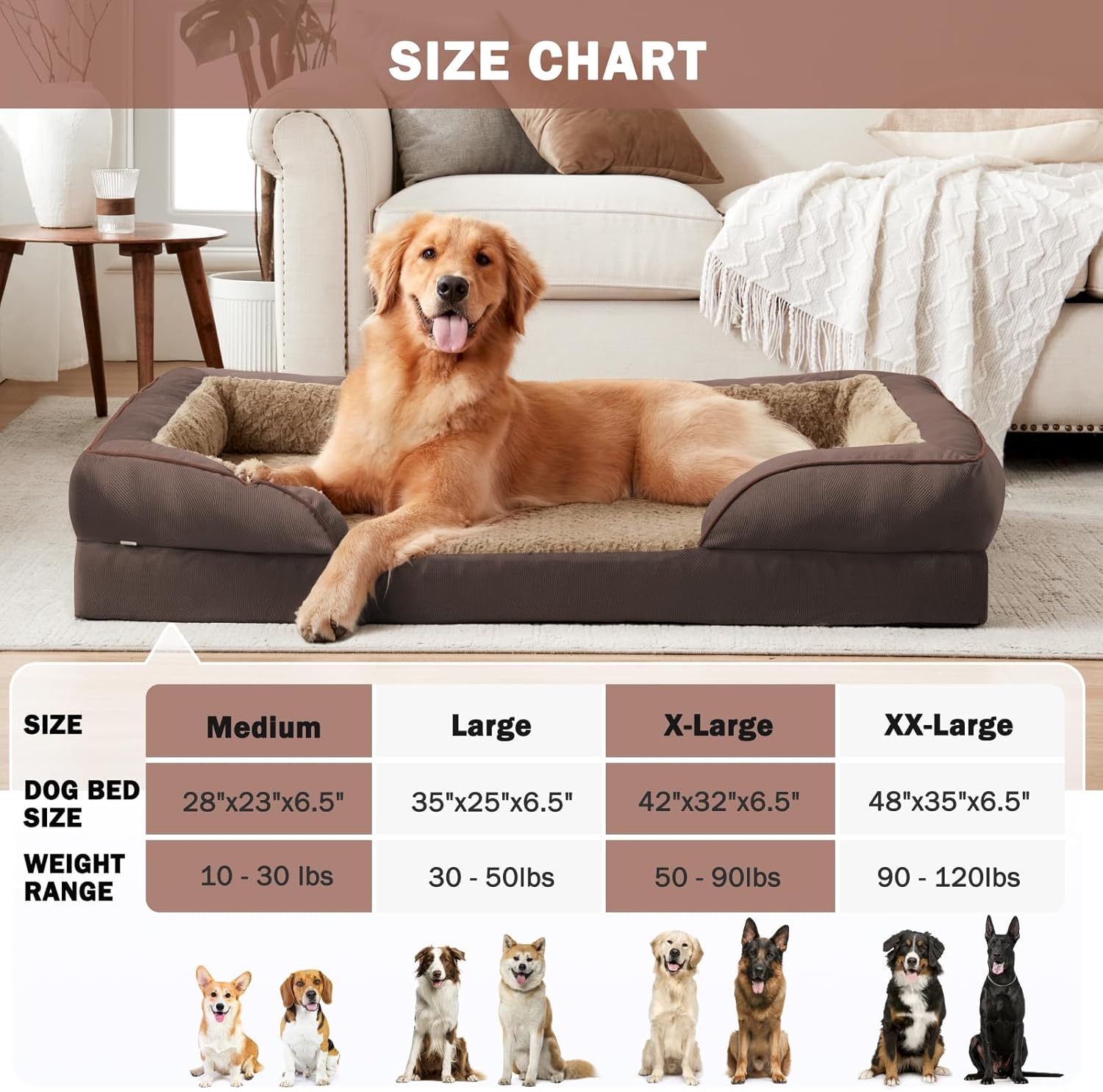 INVENHO Orthopedic Dog Bed for Large Dogs, Washable Waterproof, Egg-Crate Foam Dog Couch Bed with Washable Removable Cover, Waterproof Lining and Nonskid Bottom - Image 7