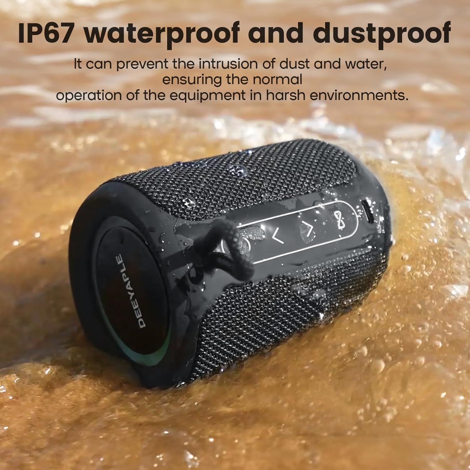 Bluetooth Speaker Wireless,IP67 Waterproof & Dustproof Portable Speaker with Lights,15W Loud Stereo Sound, 2500mAh Battery All Day Playtime, TWS Pairing, BT5.3, Home/Party/Outdoor/Beach (Black) - Image 5