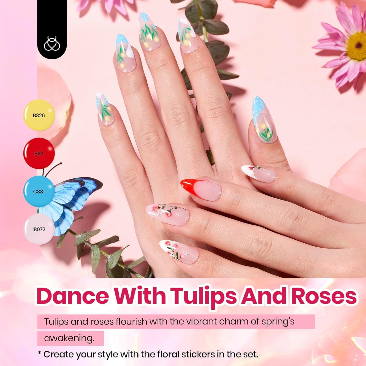beetles Pastel Gel Polish Set - Petal Symphony Collection, 40 Pcs 36 Colors Easter Gel Polish Set Spring Colors Pink Red Green Blue Color Gel with Base&Glossy Matte Top Coat UV LED Nail Art - Image 4