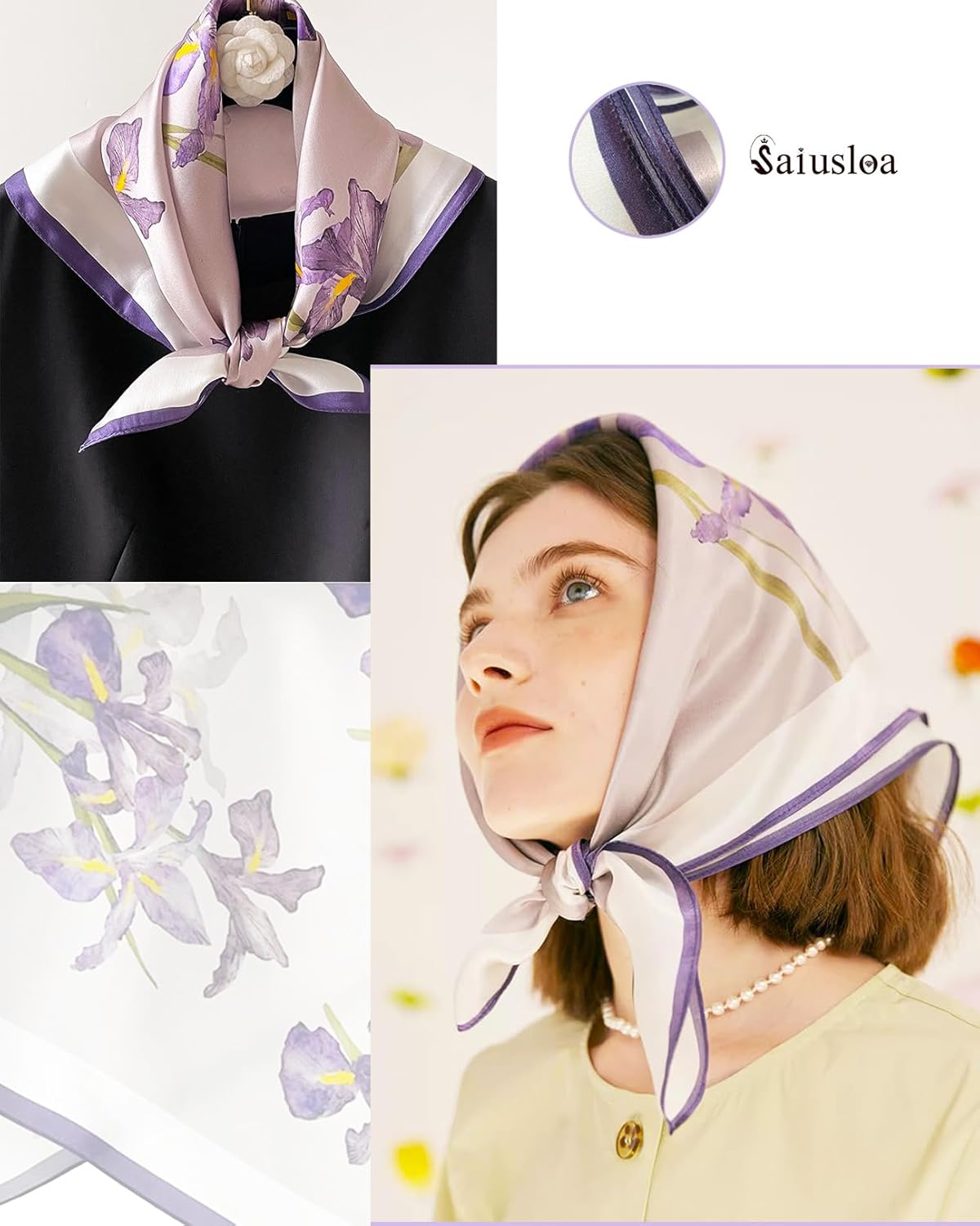 Neck Scarf For Womens Silky Head Scarves Hair Bandanas Square Scarf Fashion Accessories lightweight - Image 5