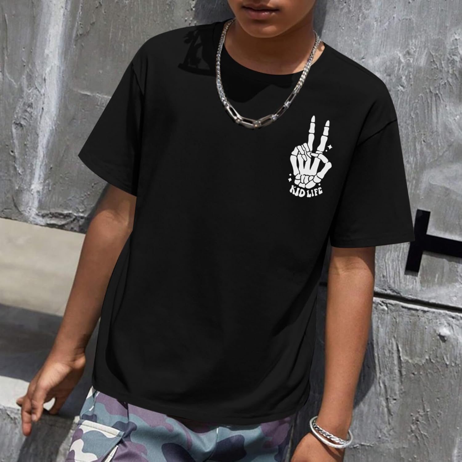 Boys Funny Saying Shirts Graphic Tees Cute Short Sleeve Preppy Clothes Tweens Skeleton Hands Tshirts for Kids Boys - Image 6