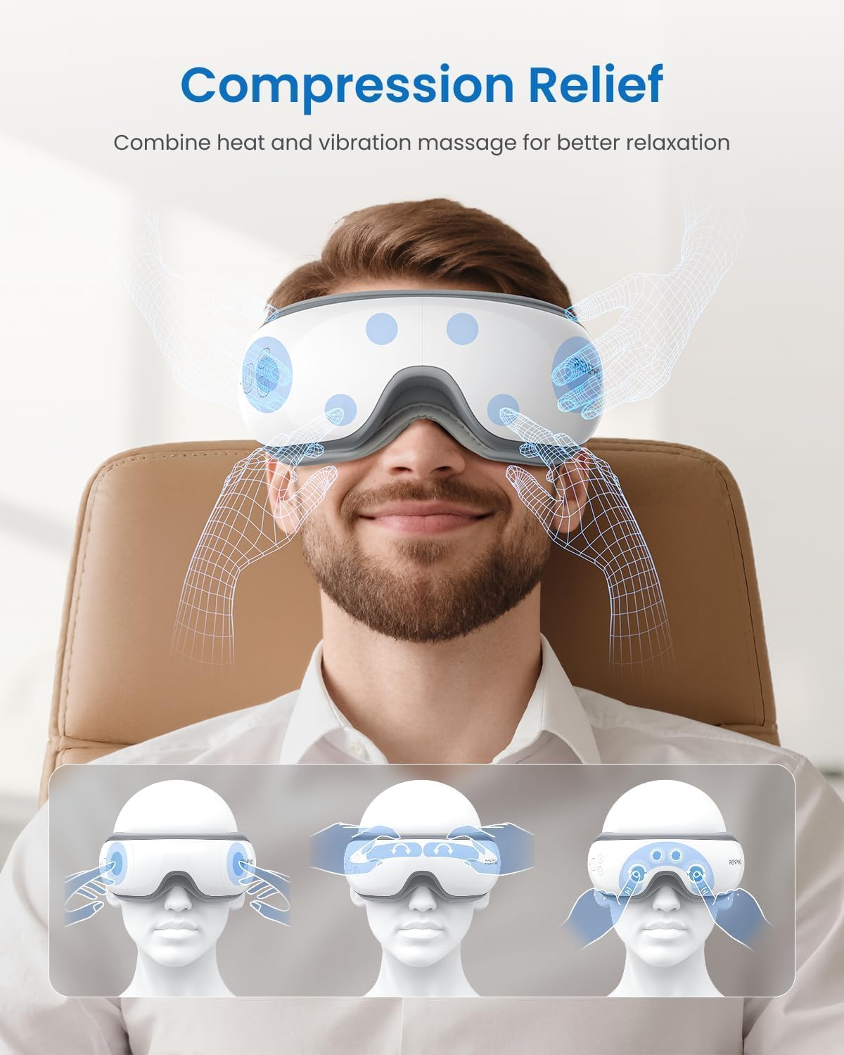 RENPHO Mothers Day Gifts for Women, Eye Massager with Heat, FSA Eligible HSA, Eye Mask for Migraine Relief, Birthday Gifts for Men Mom Her, Sleep Mask for Reduce Strain and Dry Eyes, Eyeris 1 - Image 4