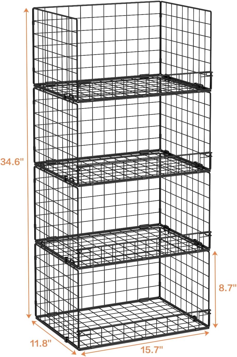 Yociyoga 4-Tier Stackable Closet Organizers and Storage Shelves, Clothes Shelf Organizer Basket Bins, Foldable Sweater Storage for Closet Organizer System, Black (Patent Pending) - Image 2