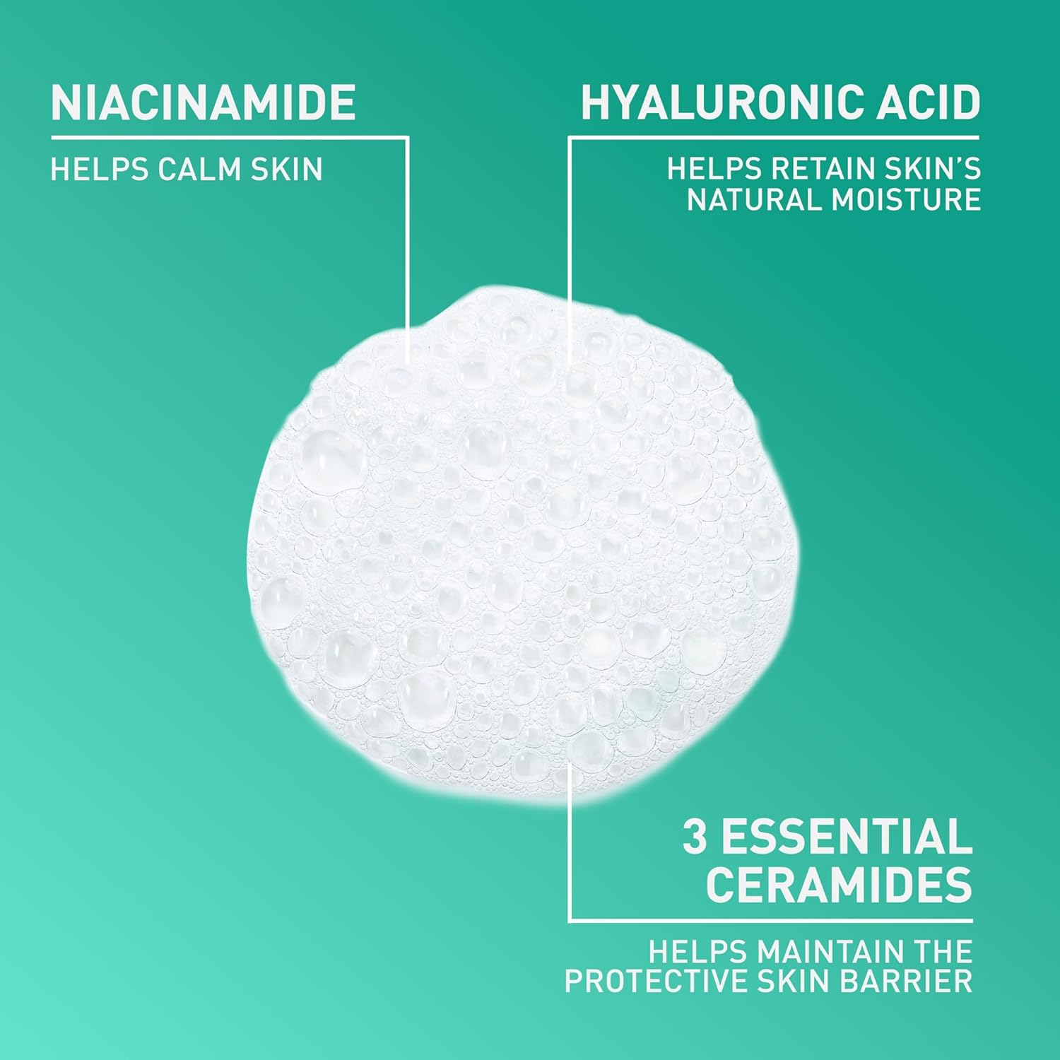 CeraVe Foaming Facial Cleanser, Daily Face Wash for Oily Skin, Hyaluronic Acid + Ceramides + Niacinamide, Fragrance Free & Paraben Free, Non-Drying Oil Control Face Wash, 16 Fluid Ounces - Image 3