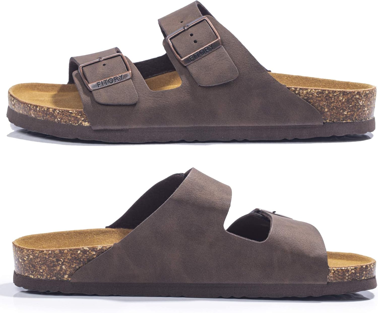 FITORY Mens Sandals, Arch Support Slides with Adjustable Buckle Straps and Cork Footbed Size 7-14.5 - Image 5