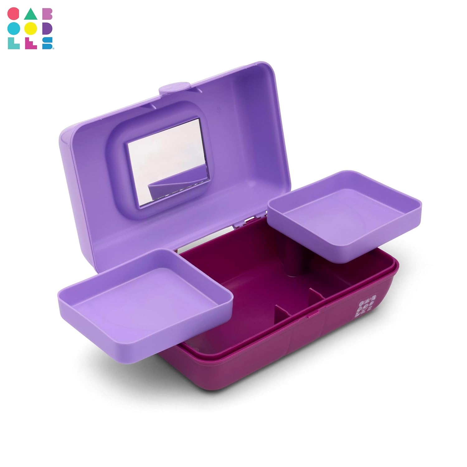 Caboodles Pretty in Petite Makeup Box, Two-Tone Lavender on Violet, Hard Plastic Organizer Box, 2 Swivel Trays, Fashion Mirror, Secure Latch for Safe Travel - Image 7