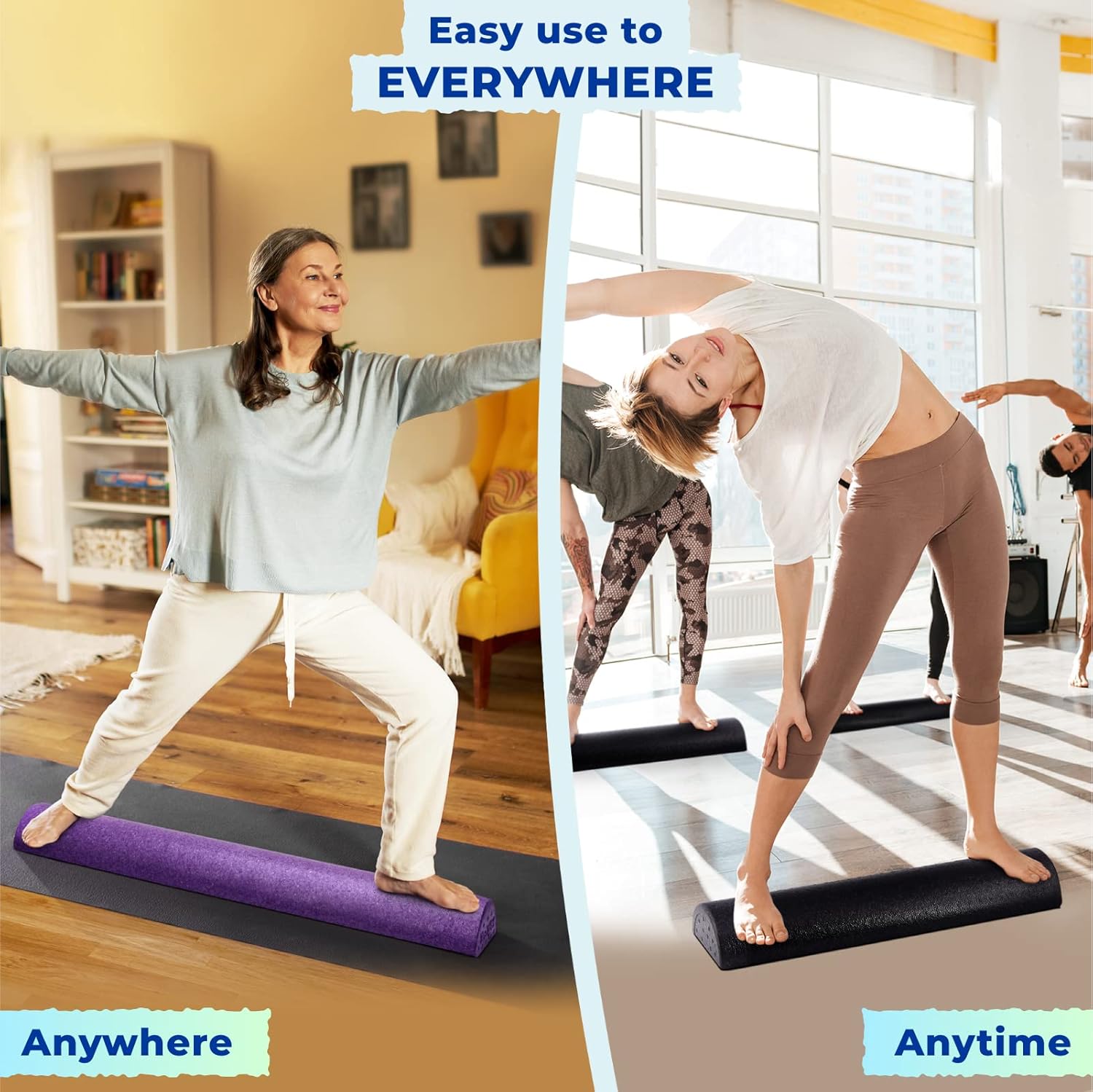 Yes4All High-Density EPP Half Round Back Roller Foam, Exercise Foam Roller for Yoga, Pilates & Stretching - 12, 18, 24, 36 inch - Image 4
