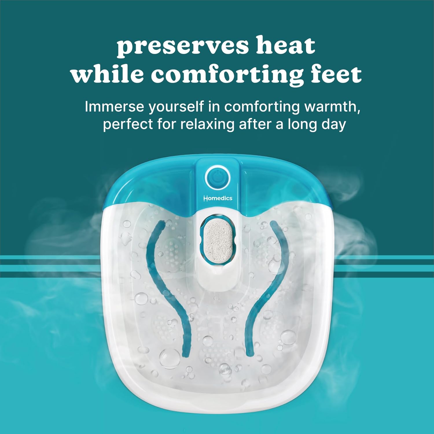 Homedics Bubble Mate Foot Spa, Toe Touch Controlled Foot Bath with Invigorating Bubbles and Splash Proof, Raised Massage Nodes and Removable Pumice Stone - Image 5