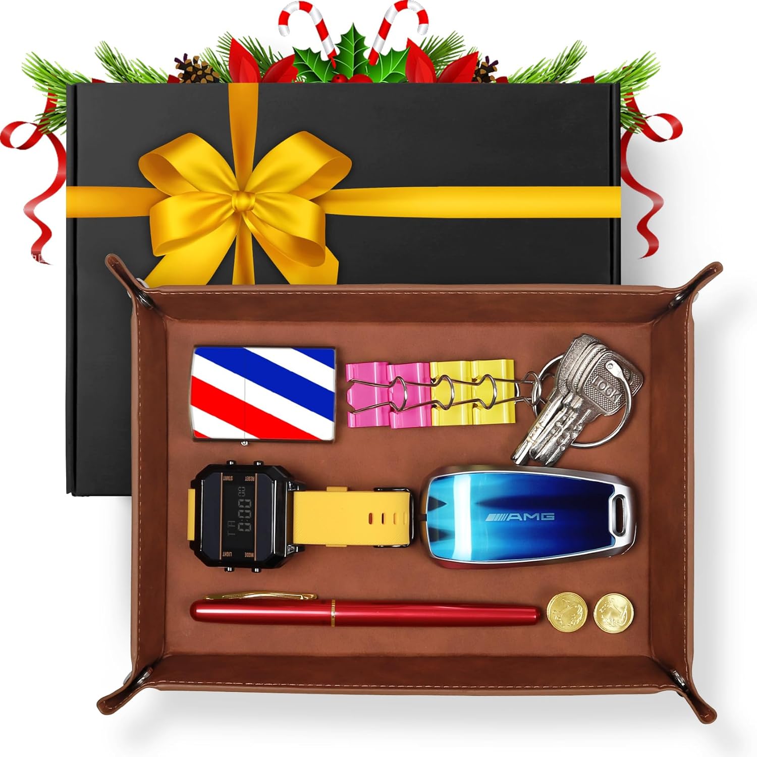 Mens Gifts, Valet Tray for Man Christmas Stocking Stuffers, Christmas Stocking Stuffers for Men, Gifts for Him Dad, Grandpa Papa Gift, Husband Gift