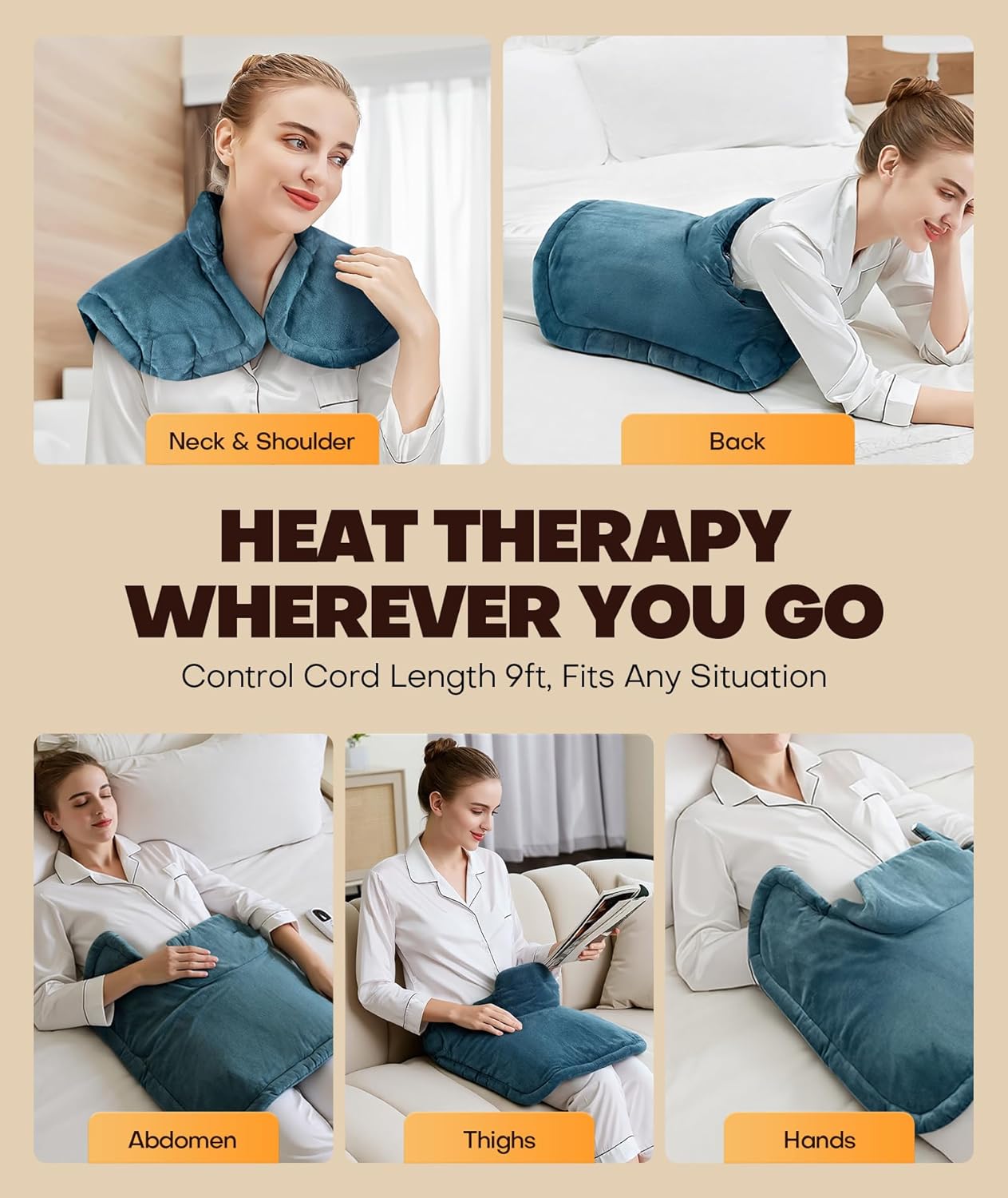 Graphene-Infused Instant Heating Pad with 3M Thinsulate, Ergonomic Weighted Heating Pad for Neck and Shoulders and Back, Heated Neck Wrap w/ 6 Heat Options 4 Auto Timer, Christmas Gifts for Women Men - Image 6