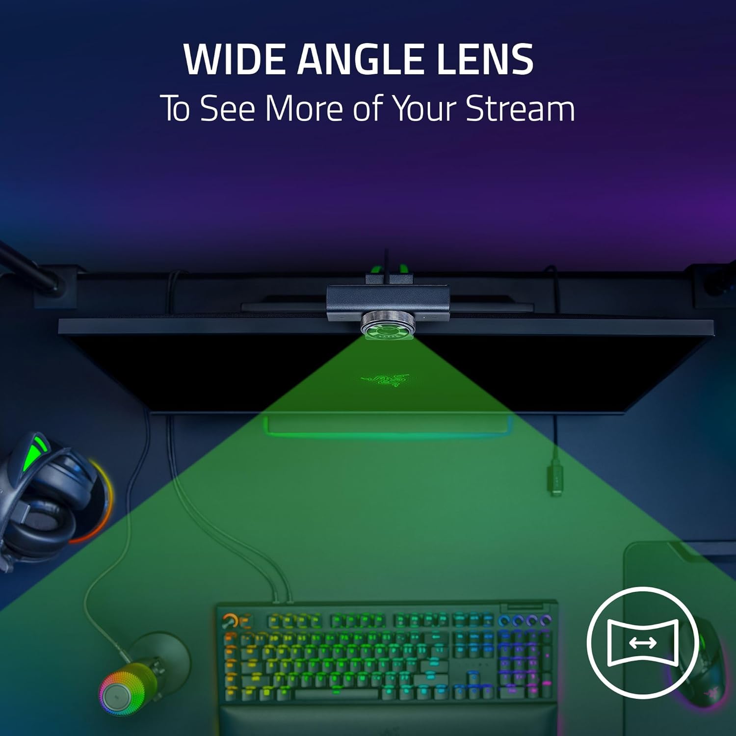 Razer Kiyo V2 X Streaming Webcam: 1440p 60 FPS - Auto Focus - Built-in Microphone - Wide Angle Lense - Integrated Privacy Shutter - Works with OBS, Xsplit, Streamlabs, Discord, Zoom, Teams - Black - Image 5