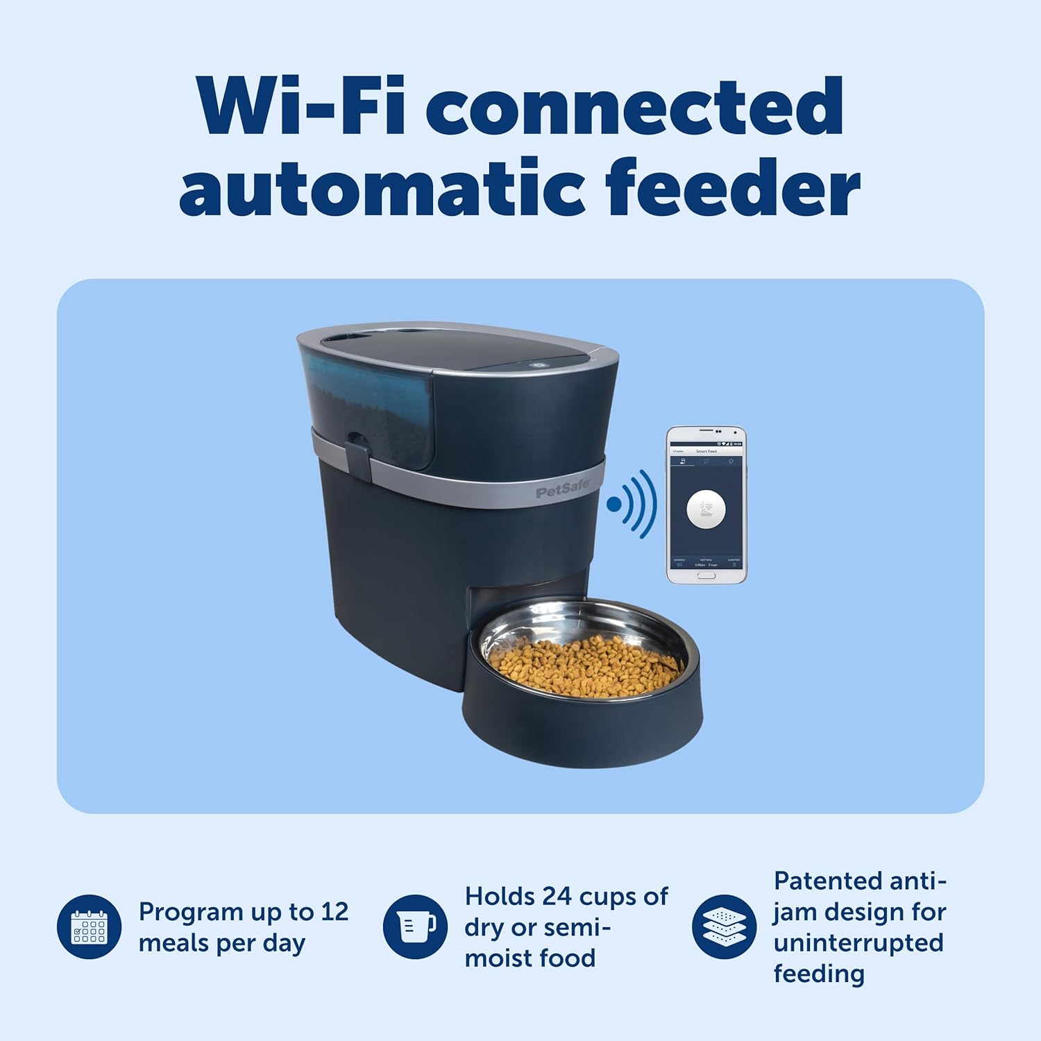 PetSafe Smart Feed Automatic Dog & Cat Feeder - Programmable Feeding - Adjustable Portion Control - WiFi Pet Feeder - Large Capacity - Stainless Steel Bowl - App Controlled - Image 4