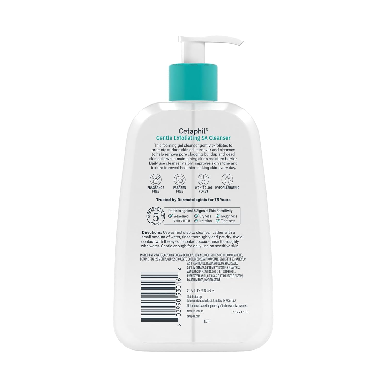 Cetaphil Gentle Exfoliating SA Cleanser, Foaming Gel Cleanser for All Skin Types, 8 Oz Pump Bottle, Salicylic Acid, Mandelic Acid & Gluconolactone, Gently Exfoliates, Dermatologist Recommended Brand - Image 10