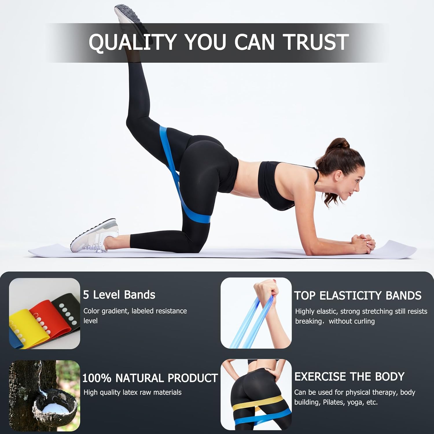 Professional 5 Pcs Long Resistance Bands and 5 Pcs Loop Bands. Latex-Free, Work Out Bands, Stretch Bands for Working Out Women or Men, Exercise Bands Set for Physical Therapy - Image 4
