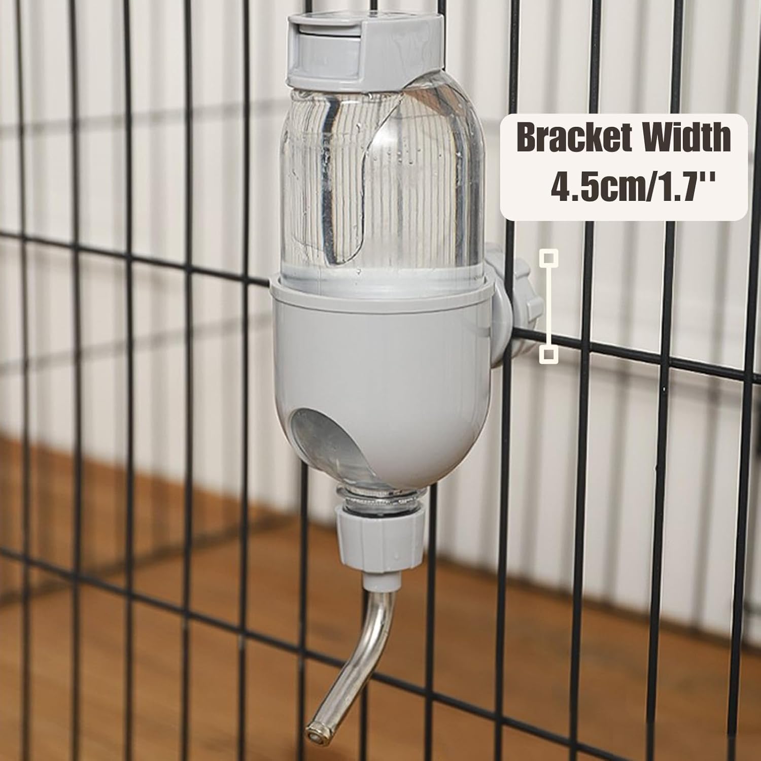 Pet Water Bottle for Cage Crate 17oz Non-Drip Water Dispenser for Small Animal Rabbit Bunny Guinea Pig Chinchilla Ferret Squirrel Hedgehog (Gray, 17oz) - Image 4