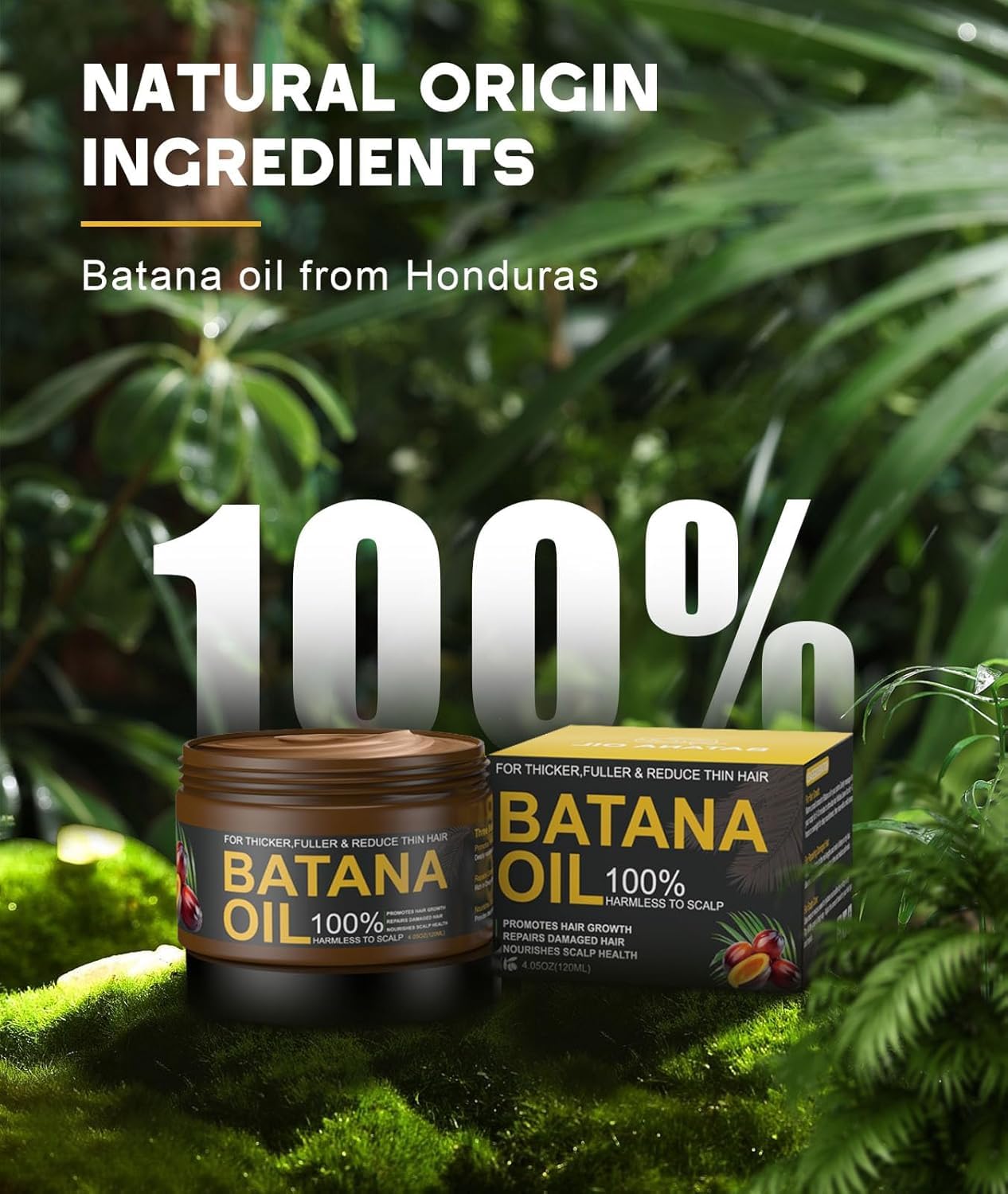 Batana Oil for Hair Growth, 100% Natural Pure Batana Oil Paste from Dr. Sebi Honduras, Prevents Hair Loss, Enhances Thickness, Organic Raw Scalp Mask for Women & Men (4.05 Oz) - Image 2