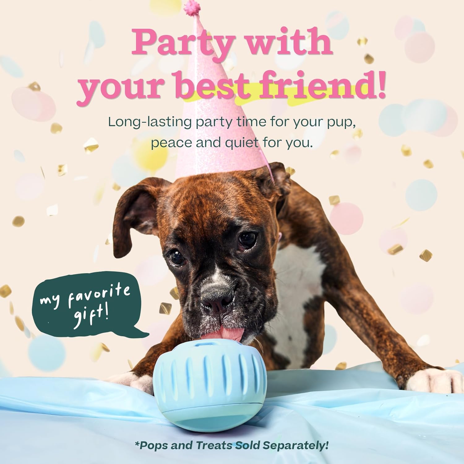 WOOF Party Pupsicle - Long-Lasting Interactive Dog Toys for Boredom - Low-Mess Design - Birthday Gifts for Dogs - Large Dog Toys - Buddy Blue - Image 2