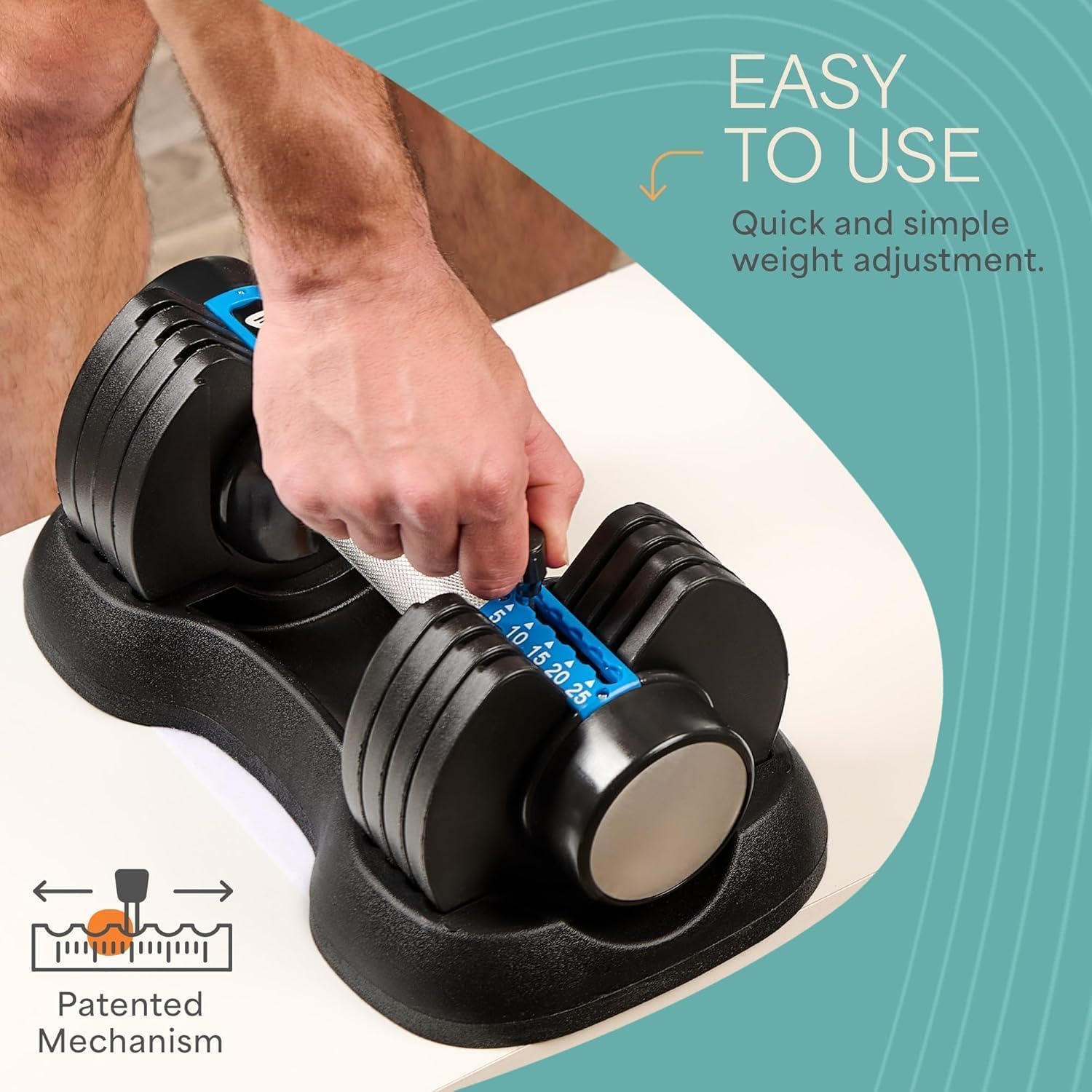 Lifepro Adjustable Dumbbells Set – 15lb, 25lb Pair or 43lb, 55lb & 90lb Single – Quick Adjustment, Anti Slip Handle – Space Saving & Strength Training Weights for Home Gym Exercise & Fitness - Image 3