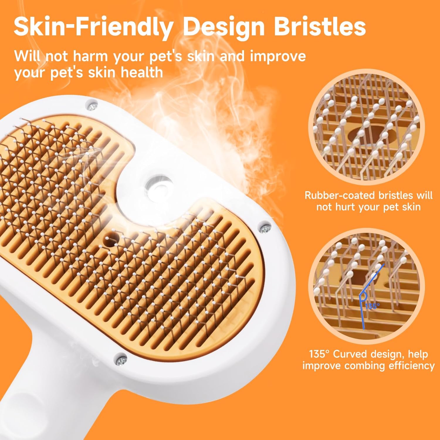 Pet Steam Brush for Dog & Cat – 3-in-1 Spray Hair Removal Comb for Shedding & Grooming, Softens Fur & Reduces Static – Water Brush for Long & Short Coats, Bath-Hating Pets, Includes Waterless Shampoo - Image 5