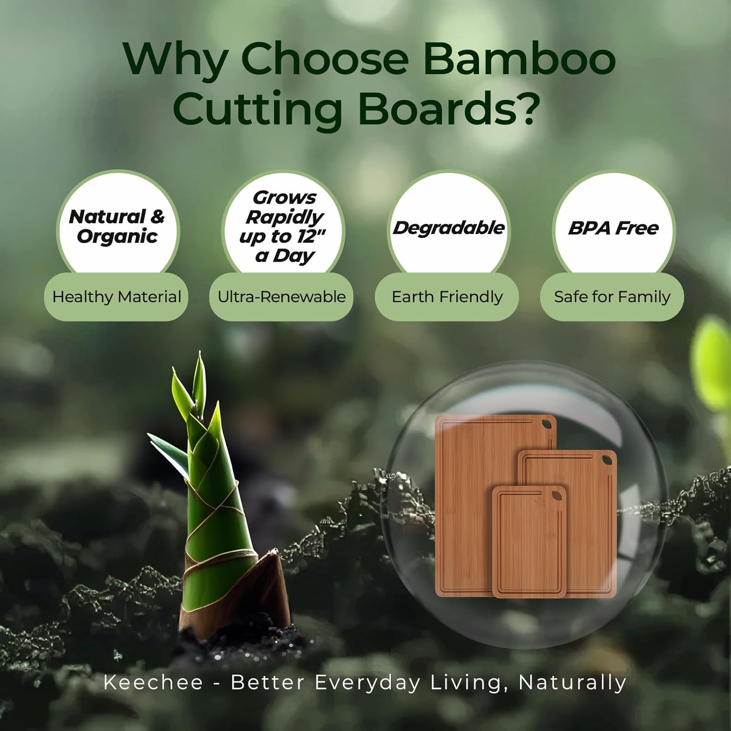 Keechee Bamboo Cutting Board, Durable Wood Cutting Boards for Kitchen with Deep Juice Grooves & Built-in Handles, Ideal Charcuterie & Chopping for Meat, Vegetables and Fruits Ideal Kitchen Gifts - Image 9