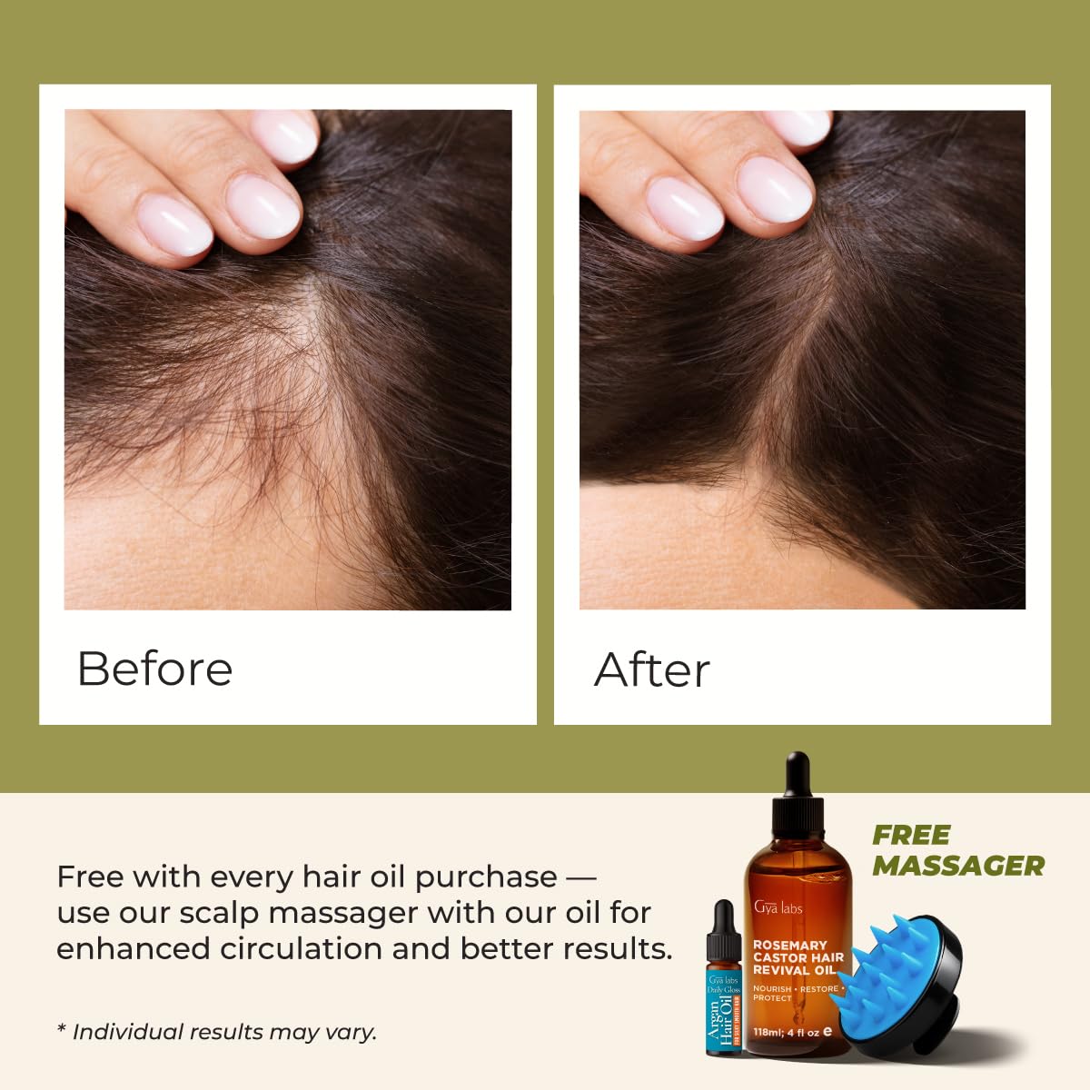 Gya Labs Rosemary & Castor Hair Revival Oil - 4 Fl Oz - Non-Greasy Formula for Thickening & Strengthening - Repairs Damaged Hair, Split Ends & Dry Scalp - Image 4