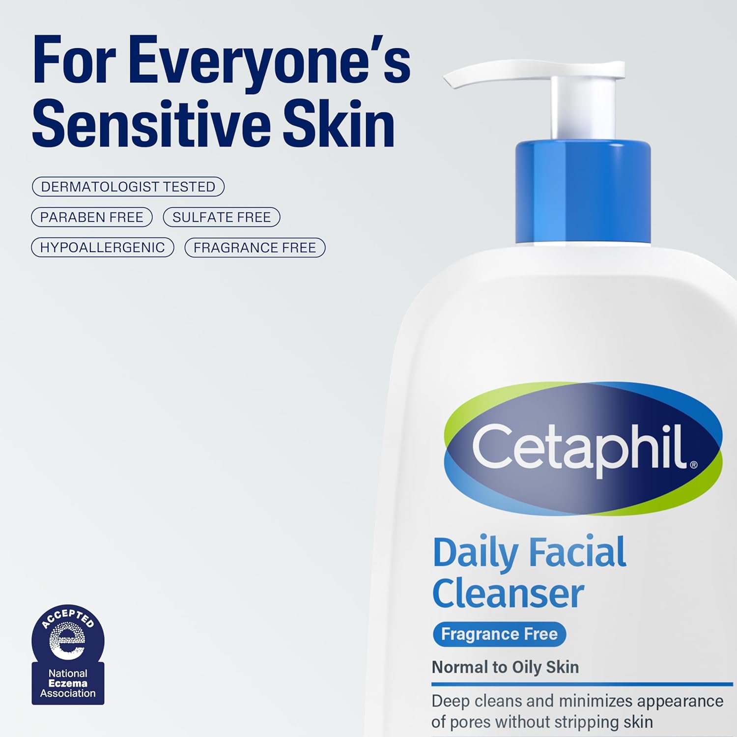 Cetaphil Face Wash, Daily Facial Cleanser for Sensitive, Combination to Oily Skin, 16 Oz, Fragrance Free, Gentle Foaming, Soap Free, Hypoallergenic - Image 7