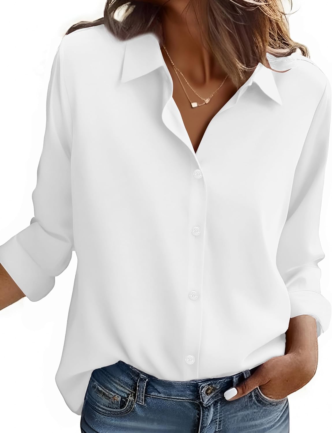 ZEAGOO Button Down Shirt for Women Long Sleeve Blouses Floral Printed Tops Business Casual Work Outfits S-XXL