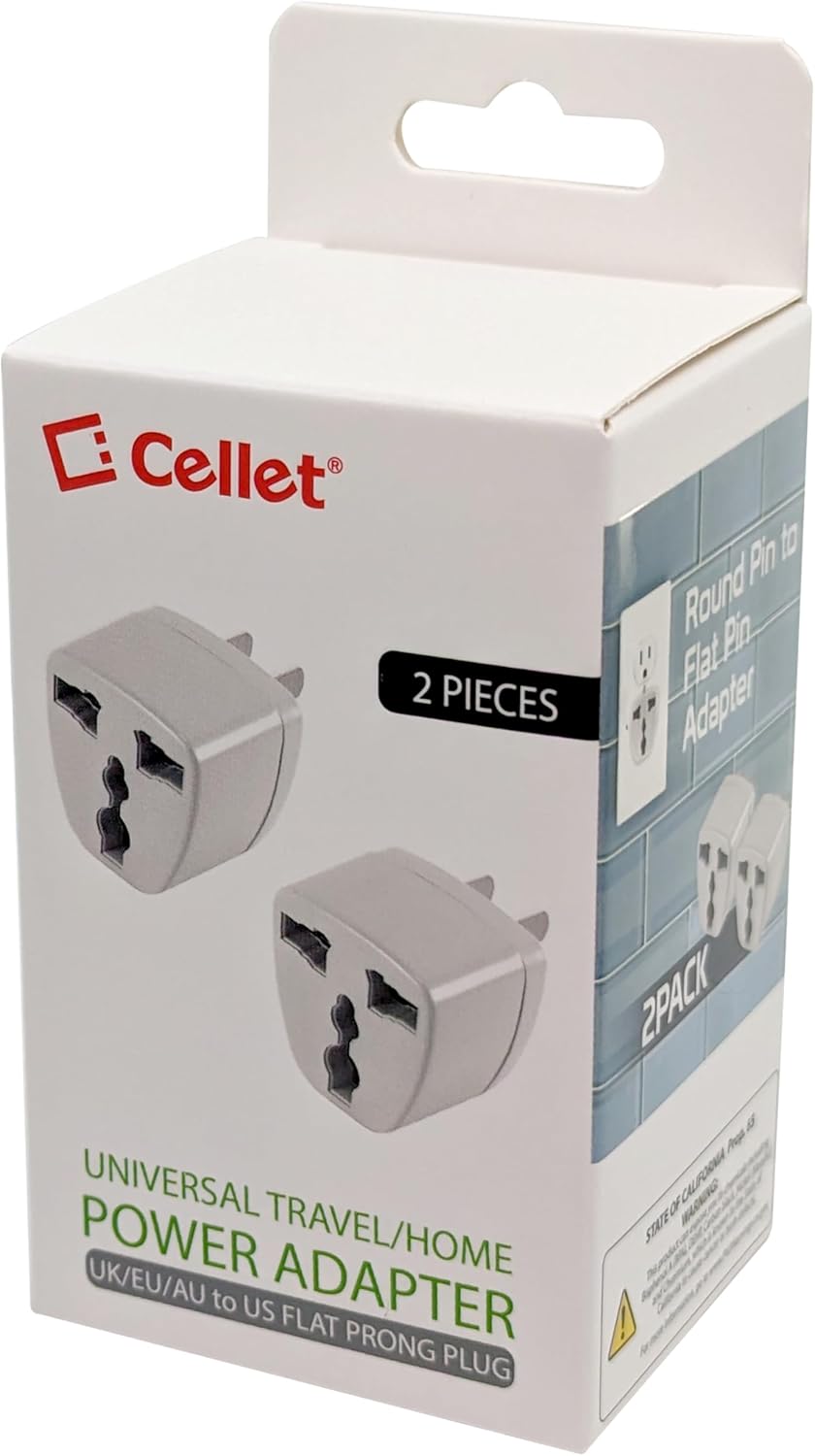 Cellet Universal Travel Adapter: Seamless Plug Conversion for International Travelers AC Wall Power Adapter to Convert China, UK, AU, EU & Other Plugs to US, Mexico, Canada Plug (2PACK) (Type-A) - Image 6