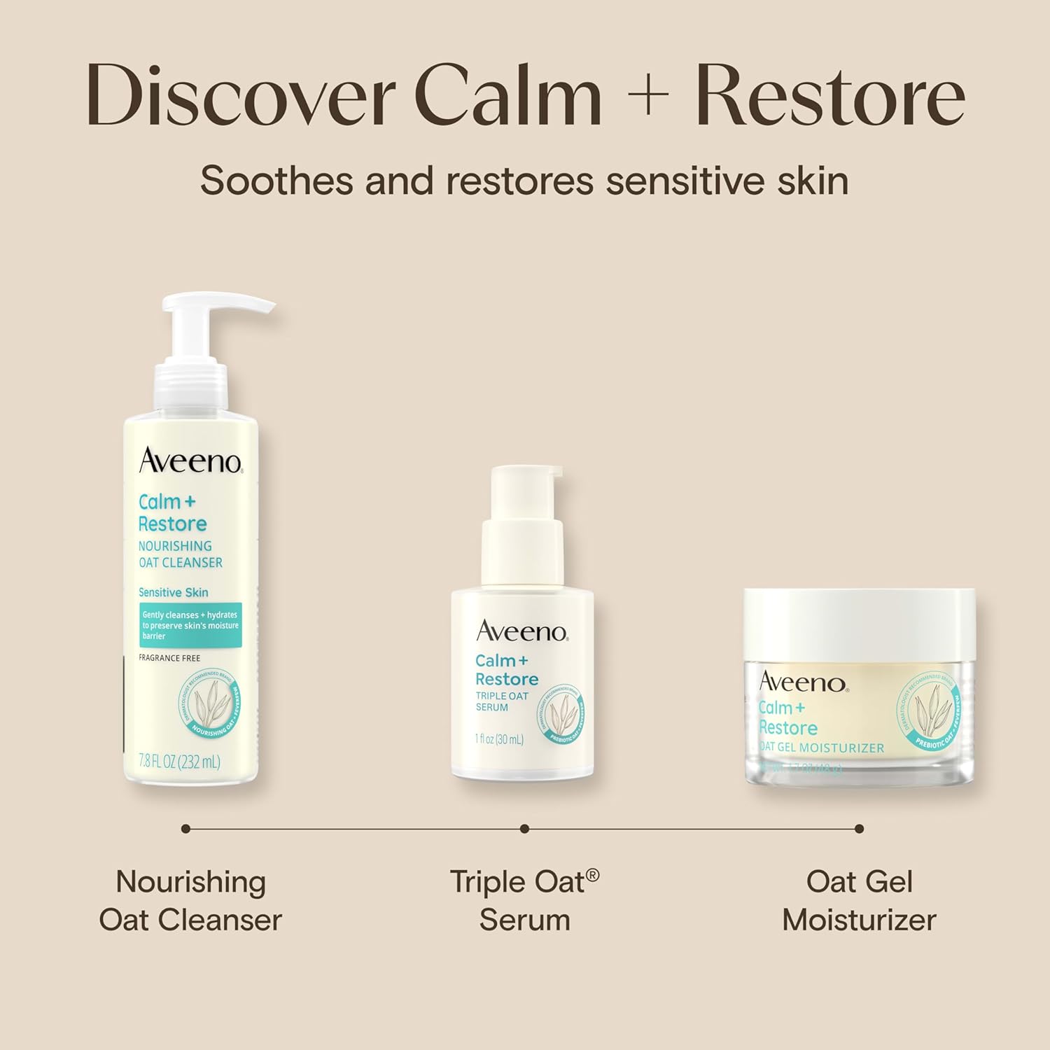 Aveeno Calm + Restore Nourishing Oat Cleanser, Daily Hydrating Facial Cleanser & Face Wash for Sensitive Skin, Non-Foaming, Hypoallergenic, Non-Comedogenic, Fragrance-Free, with Feverfew, 7.8 fl oz - Image 8