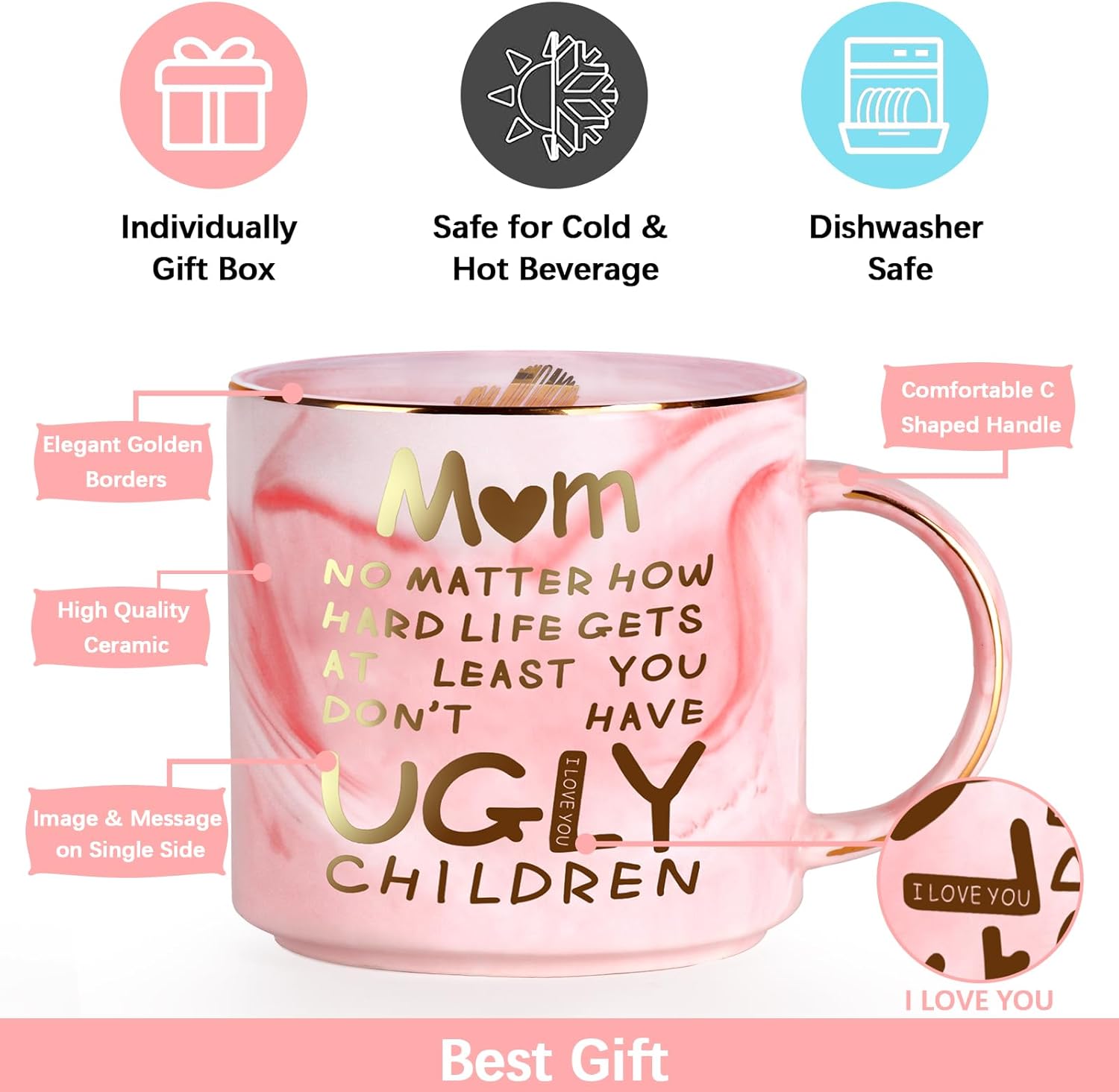 Mothers Day Gifts: 12oz Coffee Mug for Mom from Daughter Son Unique Birthday Present for Mama Wife from Husband Funny Retirement Anniversary Xmas Mother's Day Valentines Gifts for Mom Stepmother Women - Image 5