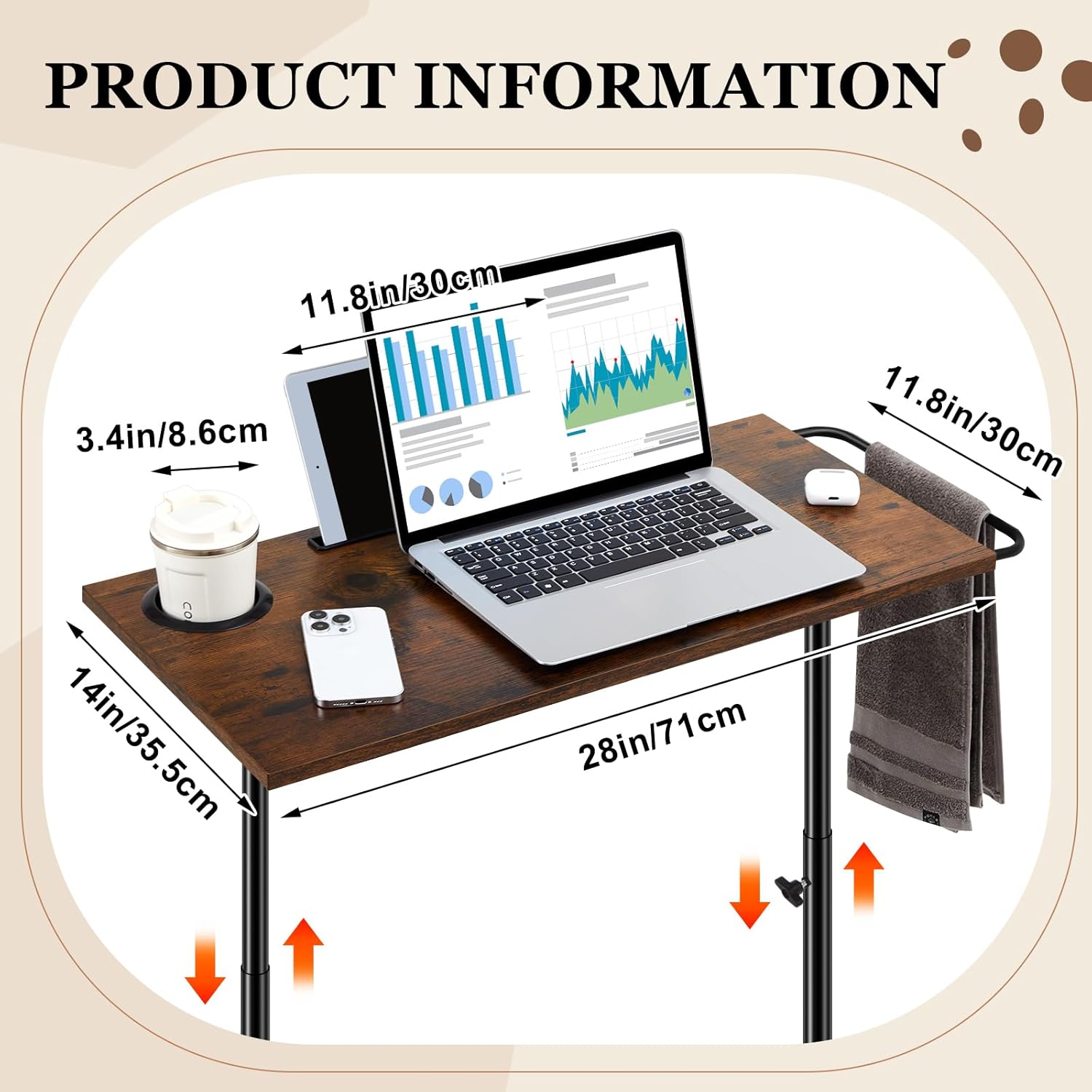 Weysat Treadmill Desk Adjustable Standing Workstation for Walking Pad & Exercise Bike, Indoor Cycling Trainer Desk with Cup Holder Tablet Slot, Fitness Laptop Workstation for Home Office - Image 2