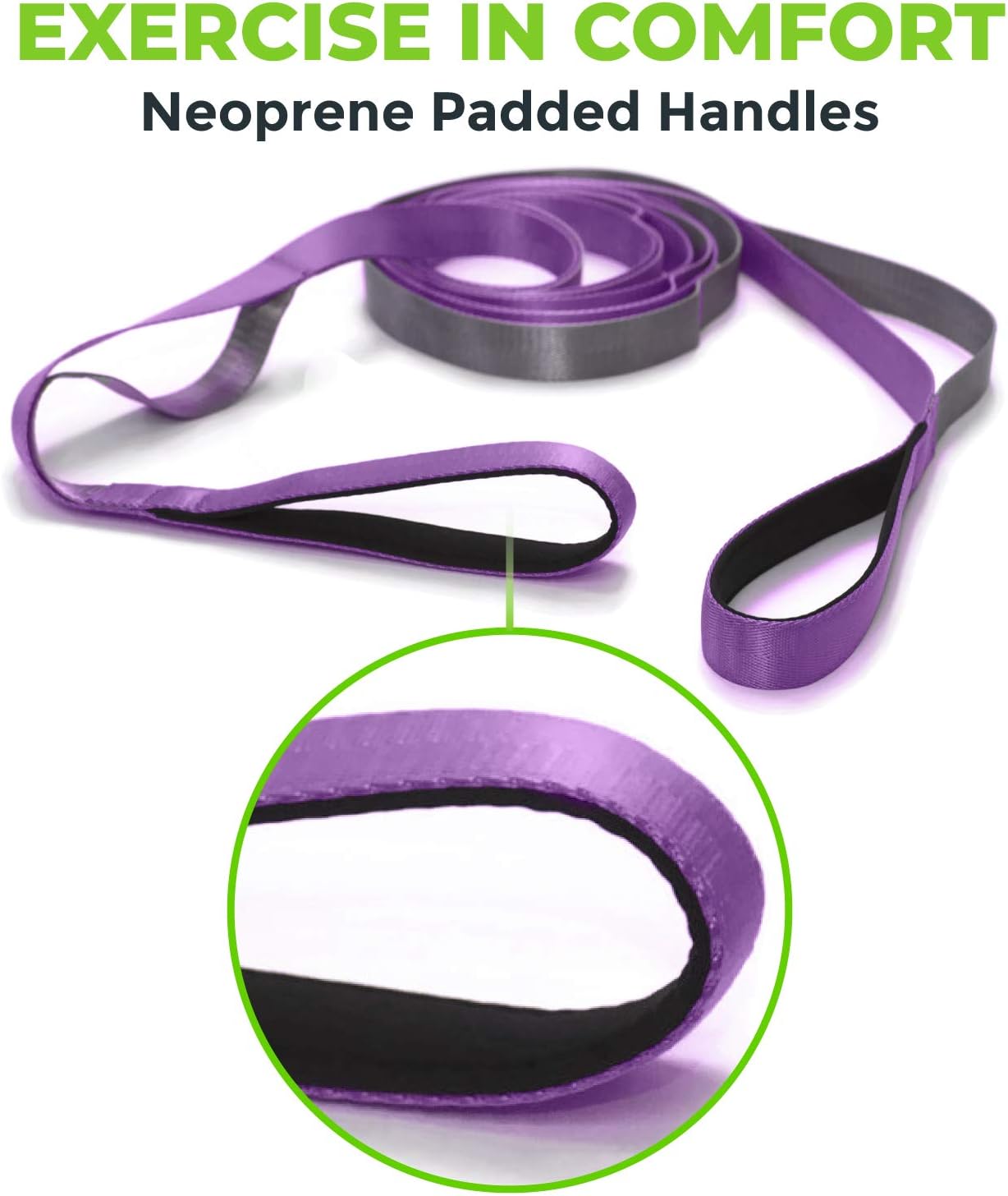 Gradient Fitness Stretching Strap for Physical Therapy, 12 Multi-Loop Stretch Strap 1" W x 8' L, Neoprene Handles, Physical Therapy Equipment, Yoga Straps for Stretching, Leg Stretcher. - Image 5