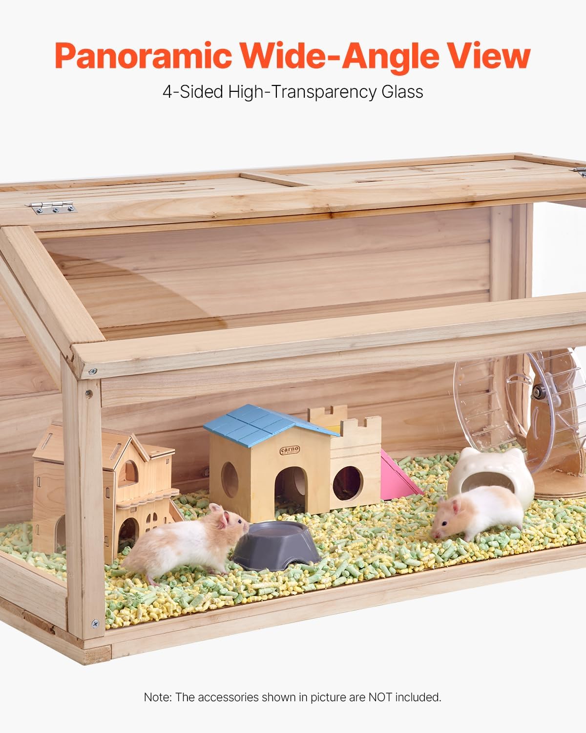 VEVOR Wooden Hamster Cage, 270° Viewing 𝖧amster Habitat, 32 x 16 x 16 in, Dwarf Hamster Cages with Openable Top, Ventilated Small Animal Cage, Pet Mouse Cage for Gerbils, Rats, Guinea Pigs, Mice - Image 5