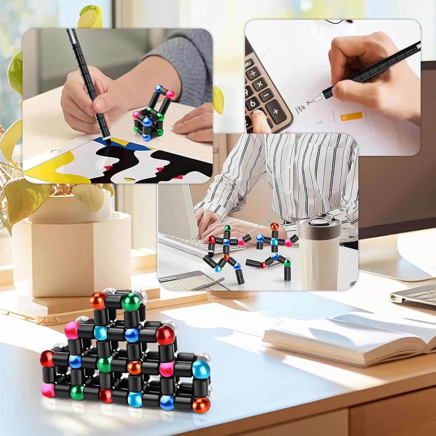 Easter Basket Stuffers for Teens Magnetic Fidget Pen, Decompression Magnetic Toy Pen,Funny Easter Egg Fillers Classroom Gifts for Boys Girls, Kids Novelty Gadget Gift, Birthday Gift (Big Black) - Image 4