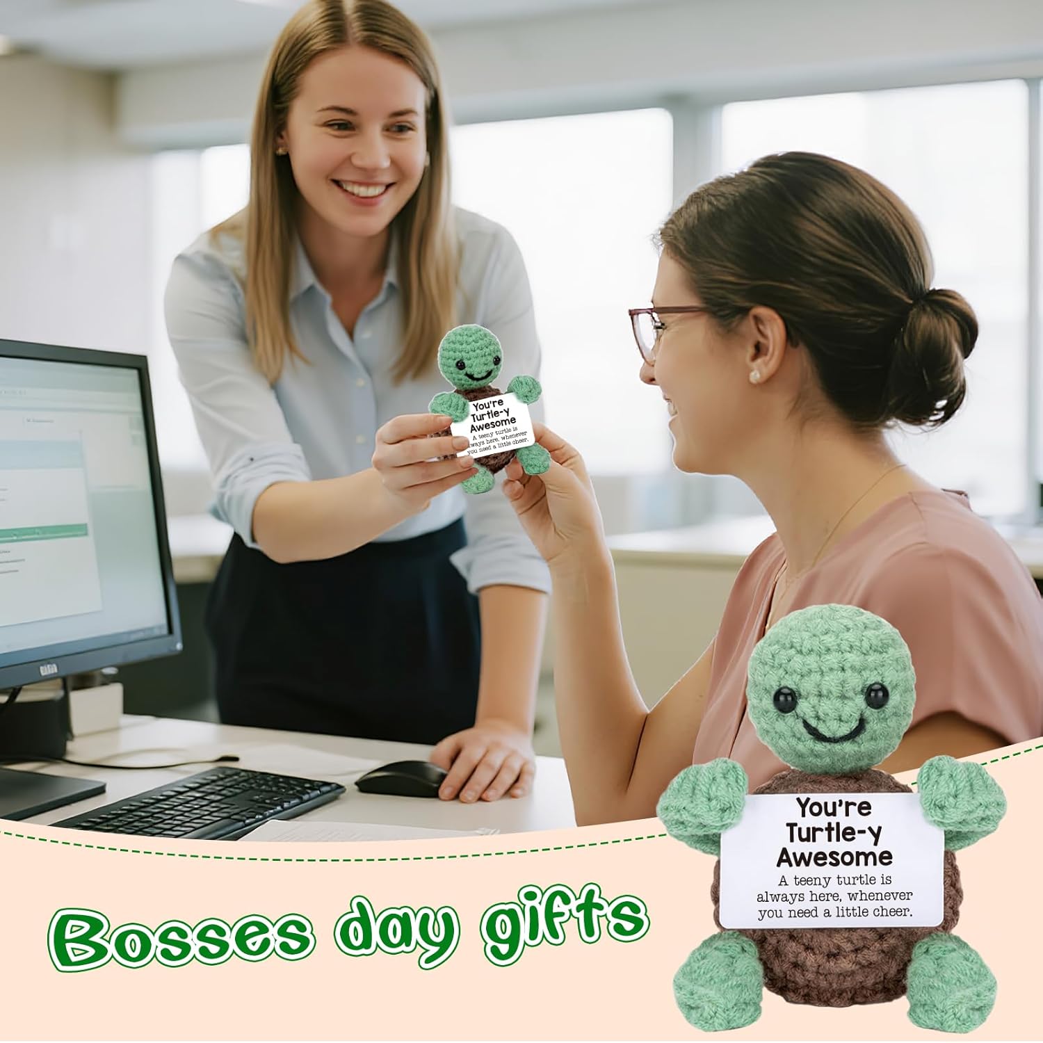 Mini Funny Turtle Gifts Mothers Day Teacher Appreciation Graduation Nurses Week 2026 Fathers Day, Birthday Gifts for Women Men Her Him, Small Cute Stuff Things, Emotional Positive Crochet Turtle Decor - Image 7