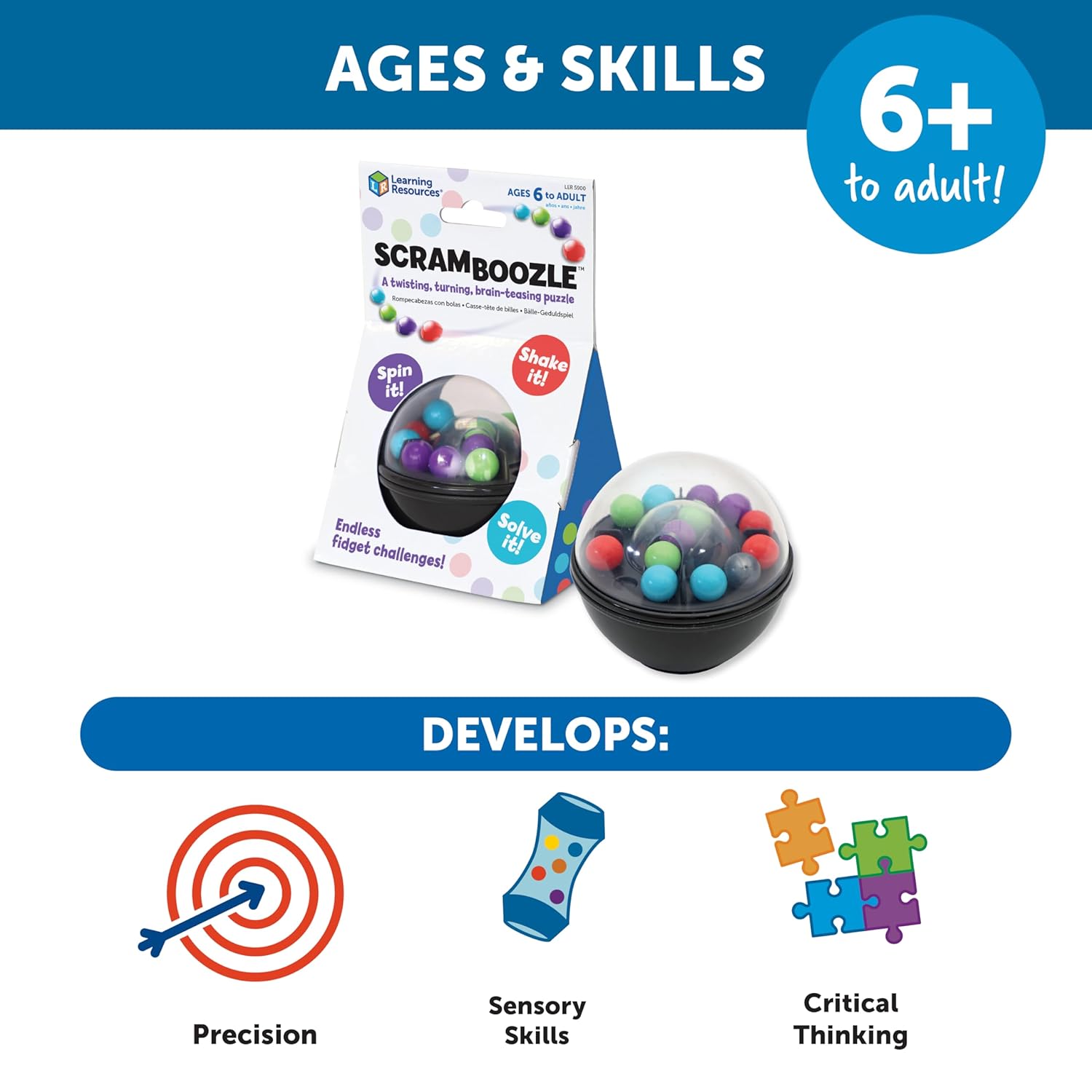 Learning Resources Scramboozle Puzzle Ball - 3D Brain Teasers for Kids and Adults, Puzzles for Teens, Boosts Critical Thinking and Problem Solving, Travel Games, Fidget Toys, Gifts for Boys and Girls - Image 5