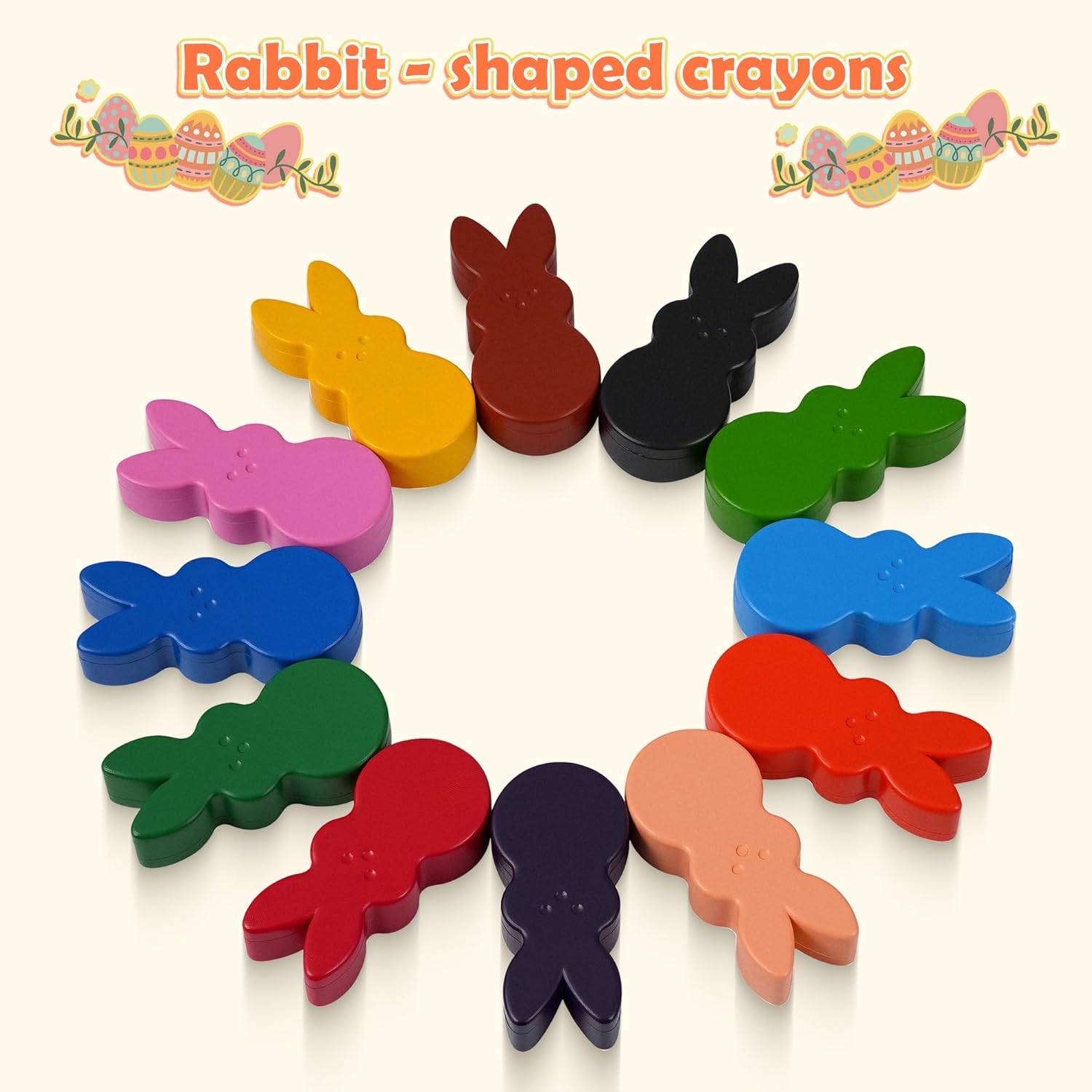 Easter Basket Stuffers for Toddler,12 Colors Non-Toxic Washable Bunny Rabbit-Shaped Crayons for Kids with Easter Coloring Book Easter Egg Fillers Hunt, Classroom Games Supplies for Boys Teens - Image 2