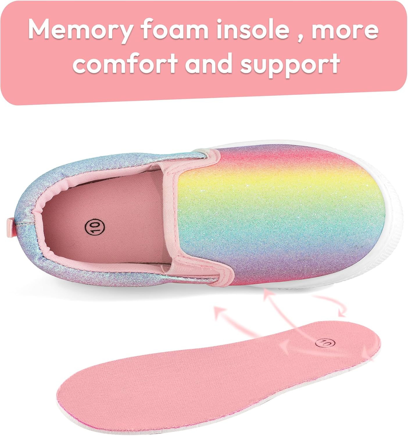 K KomForme Toddler Girls Boys Shoes Little Kids Slip on Canvas Sneakers for Running/Walking - Image 6