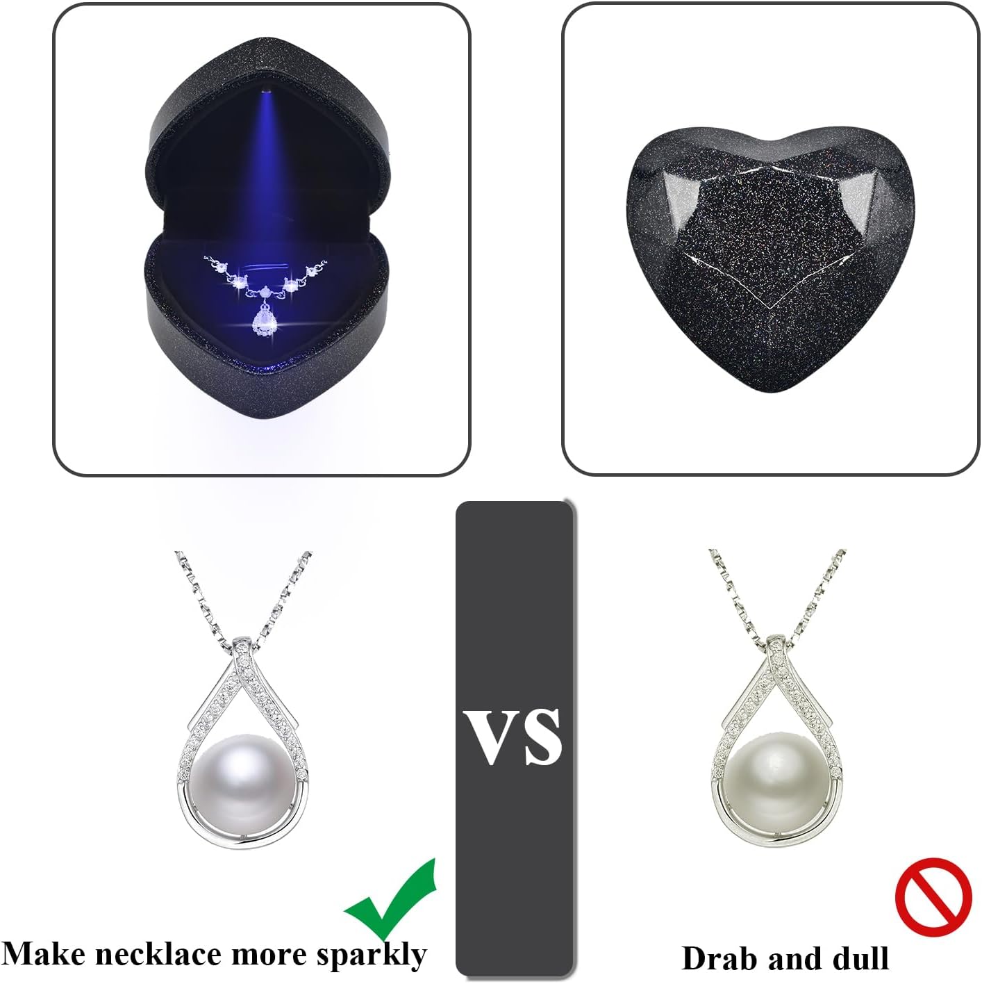 LED Heart Necklace Presentation Box with Automatic Light, Compact Necklace and Earring Display Case – Designed for Proposals, Romantic Gift Reveals, Weddings and Anniversary Moments, Starry Sky - Image 8