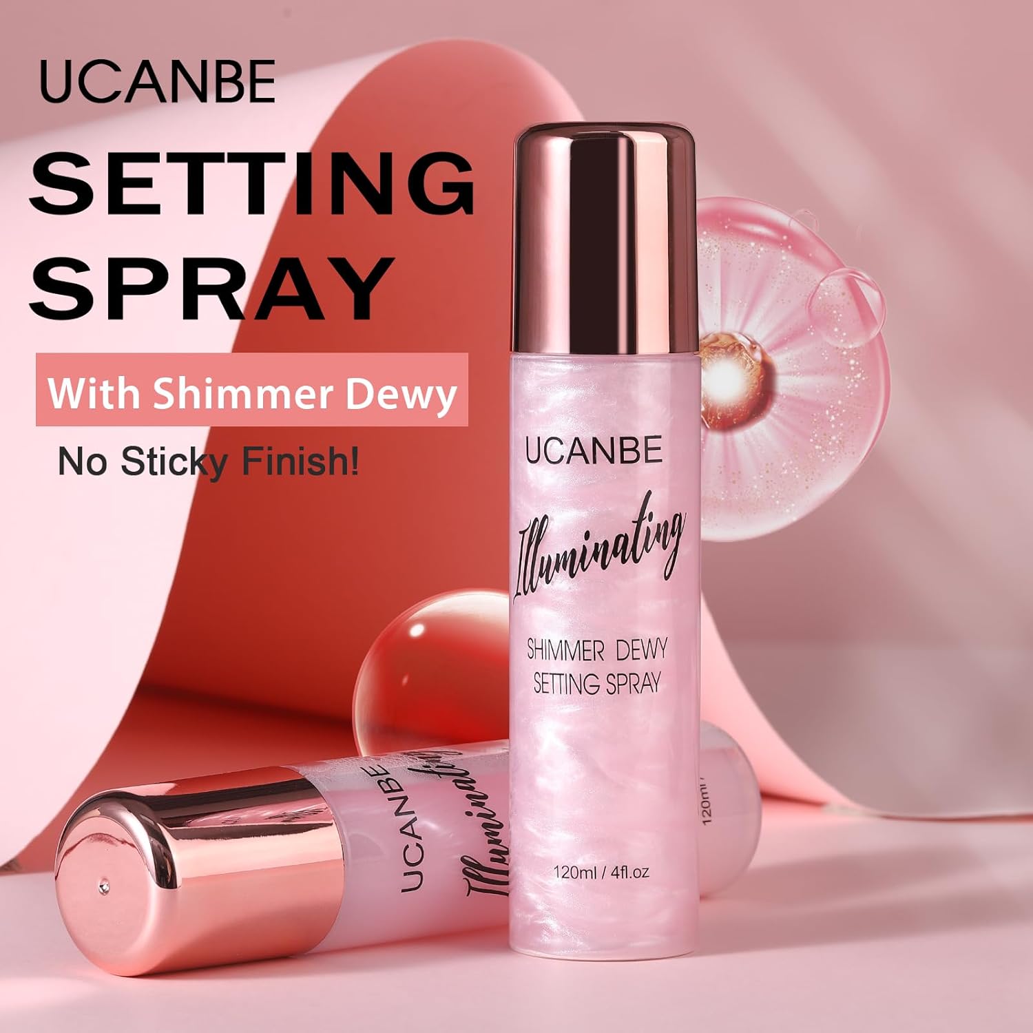 UCANBE Shimmer Dewy Setting Spray – Glowing + Makeup Setting Spray 2 in 1 Lightweight Formula for a Radiant Glow,Long-Lasting Face Mist for Face Body, 4 Fl Oz #Platinum - Image 8