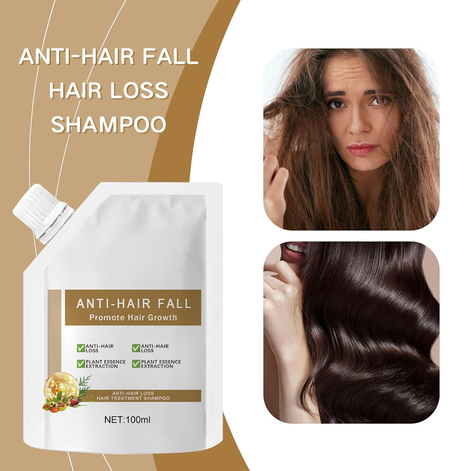 2Pcs Anti-Hair Fall Hair Loss Shampoo, Anti-Hair Fall Promote Hair Growth, Anti Hair Loss Shampoo, Moisturizing & Promoting Hair Growth, Suitable for All Hair Types (2PCS) - Image 2